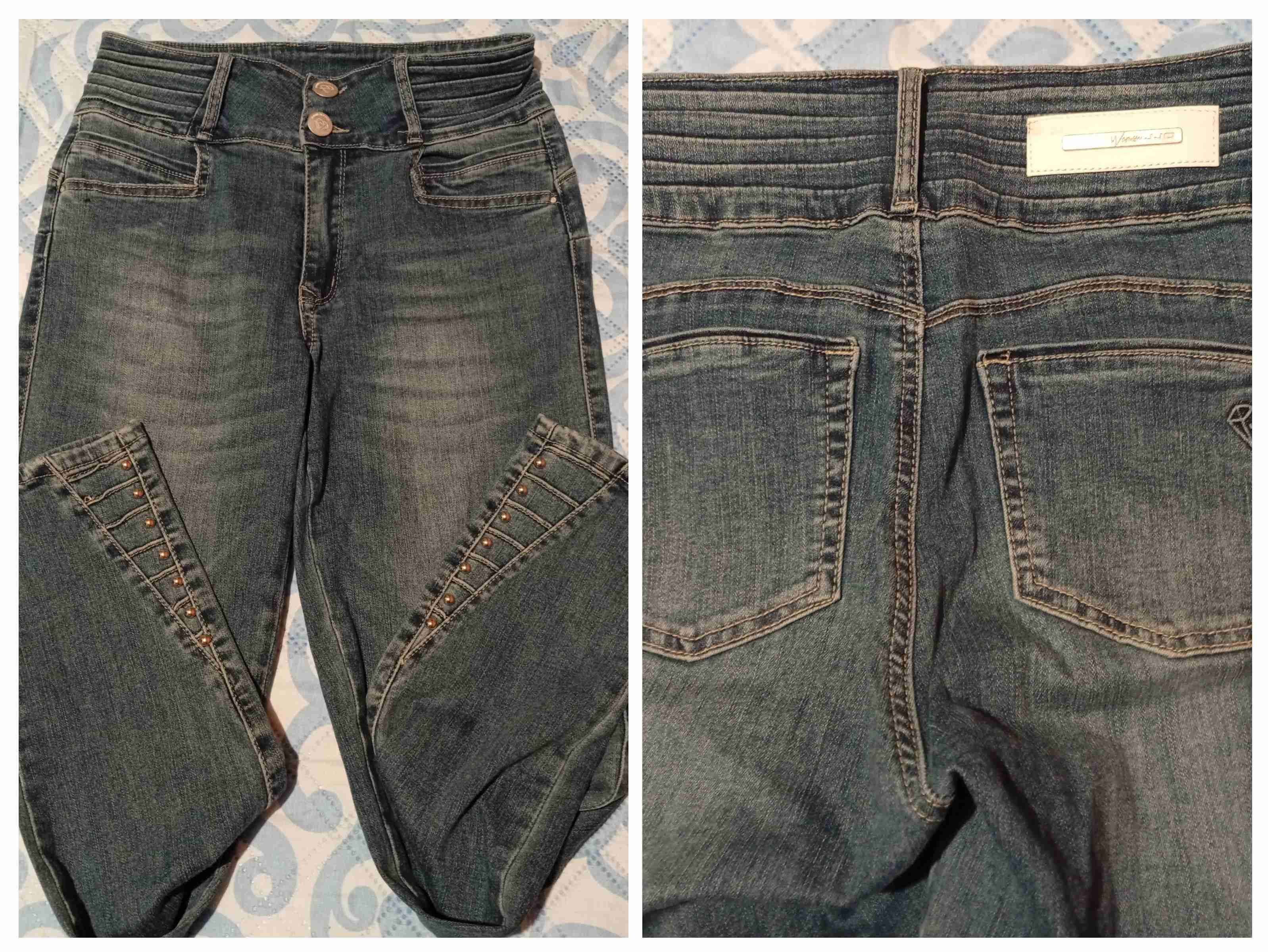 Jeans pitillo con tachuelas