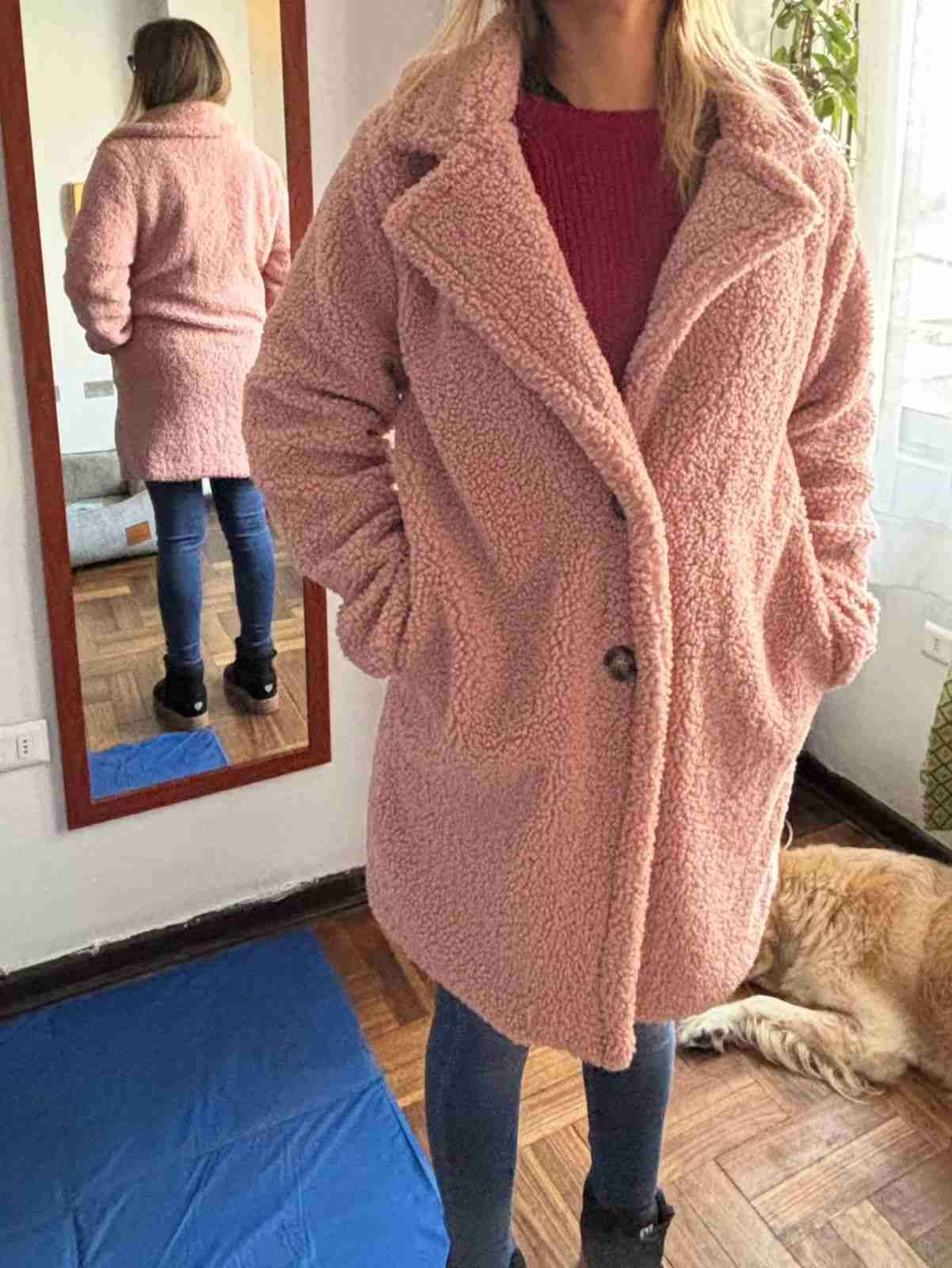 Abrigo de Lana Largo Rosado