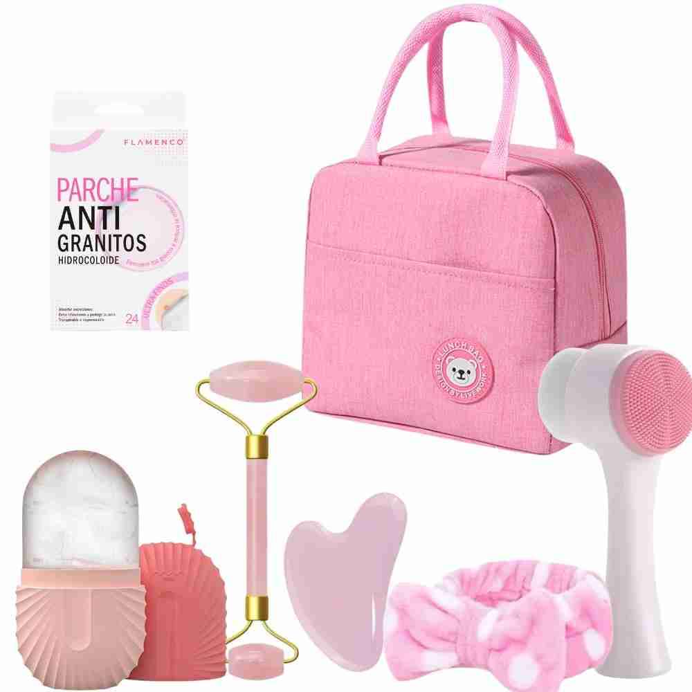 Set de cuidado facial rosa 7 piezas regalo mamá