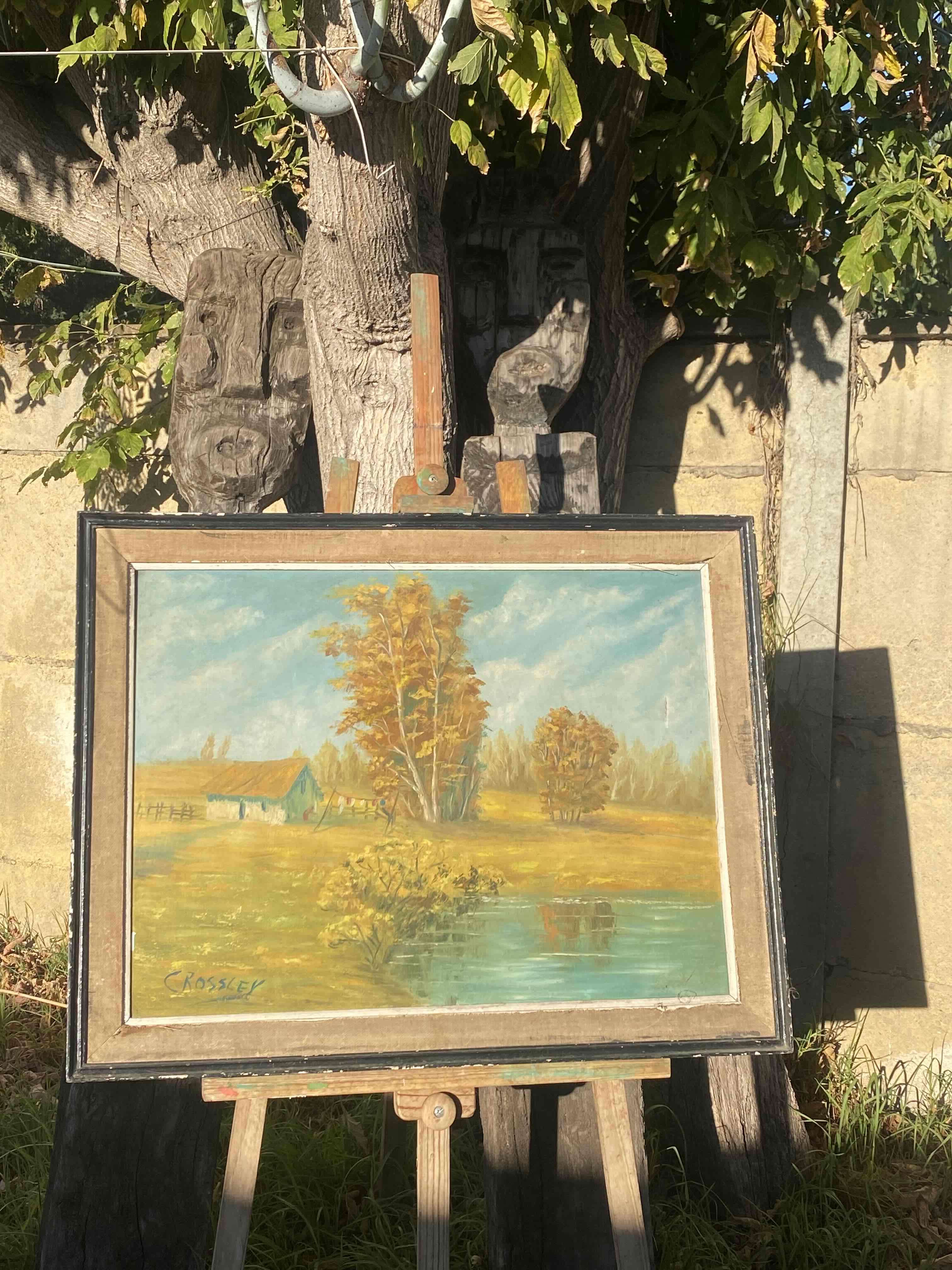 Pintura paisaje otoñal enmarcada