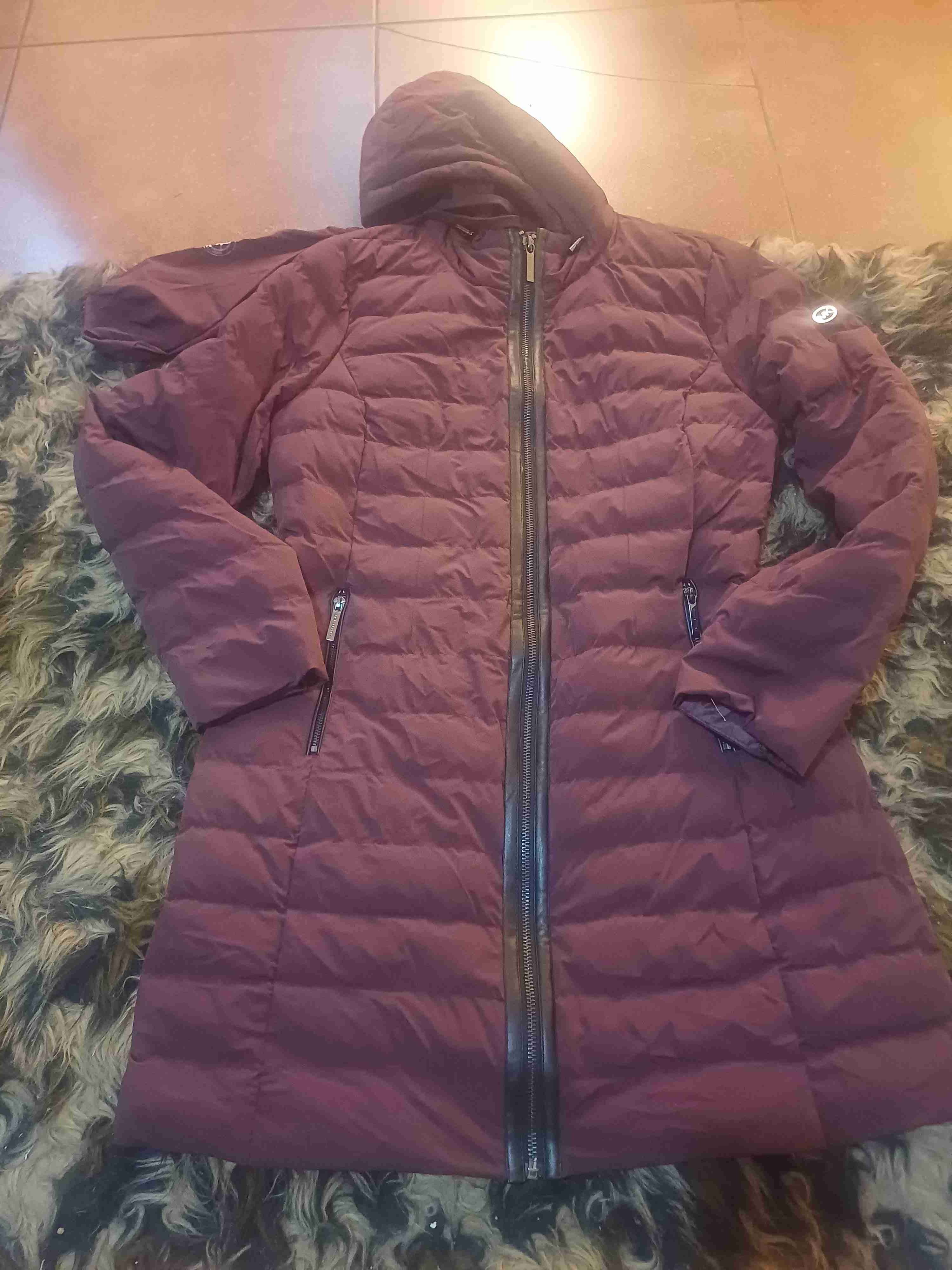 Parka larga burdeos con capucha - miniatura 4