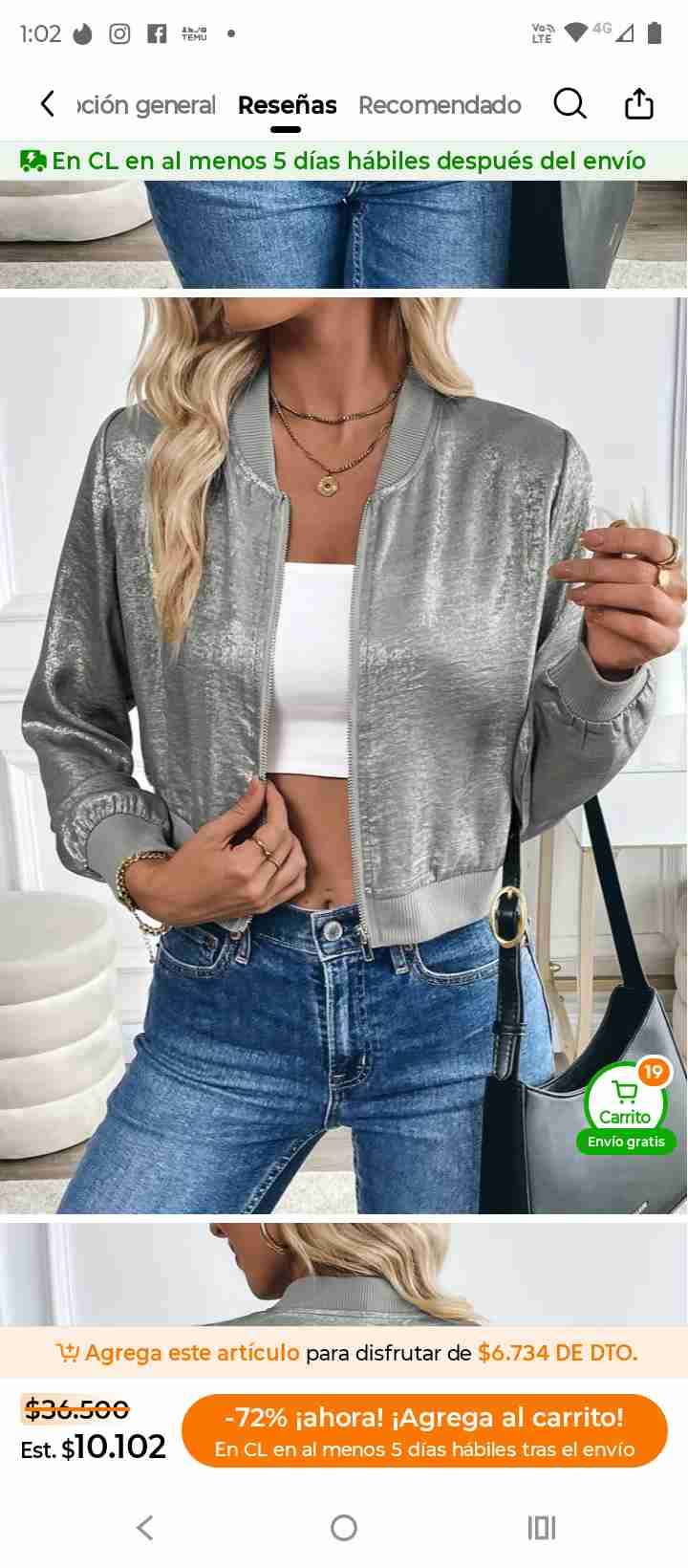 bomber plateada mujer