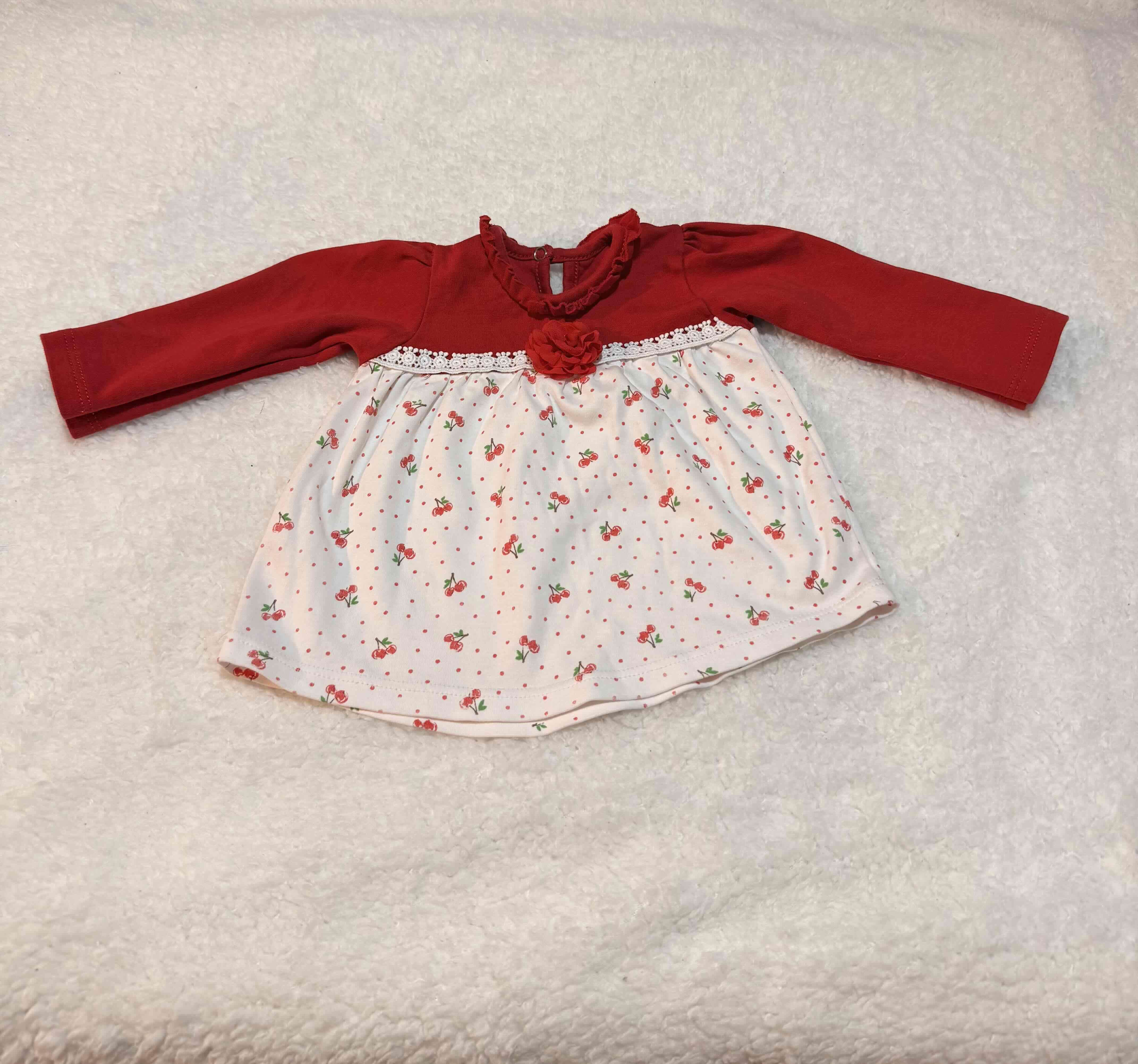 Vestido infantil rojo y blanco