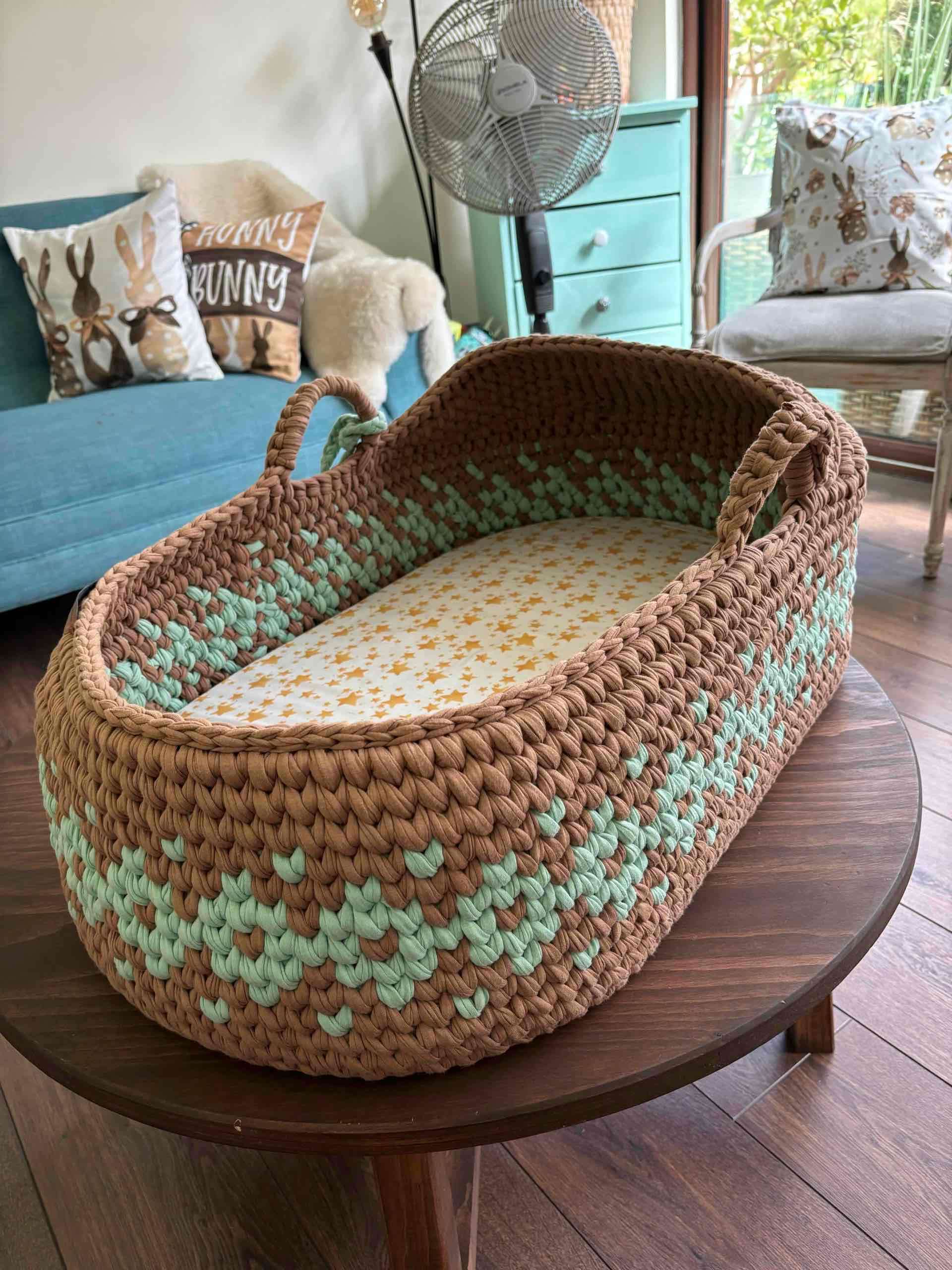 Cuna moisés de algodón tejido a mano - 1