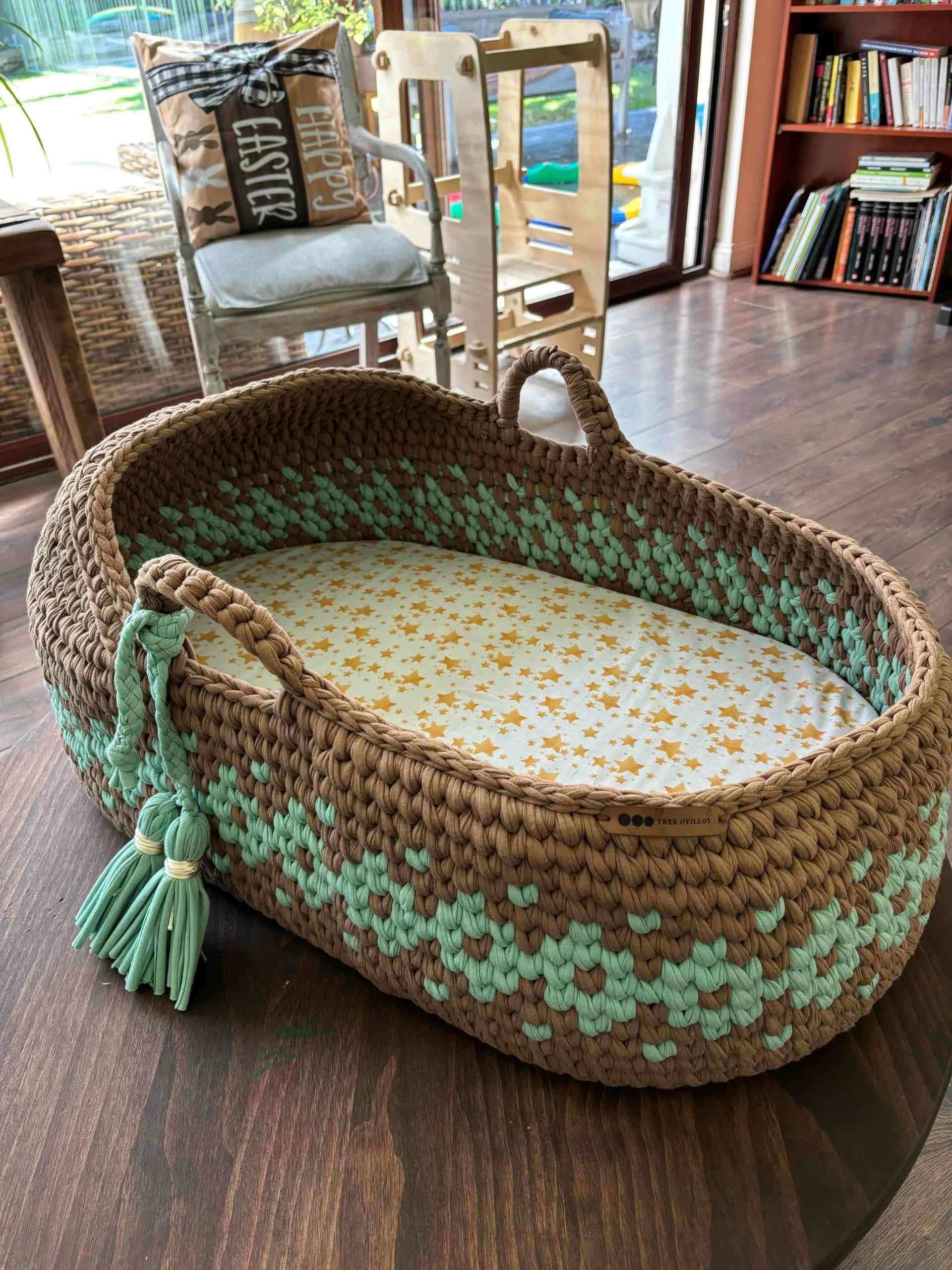 Cuna moisés de algodón tejido a mano - 3