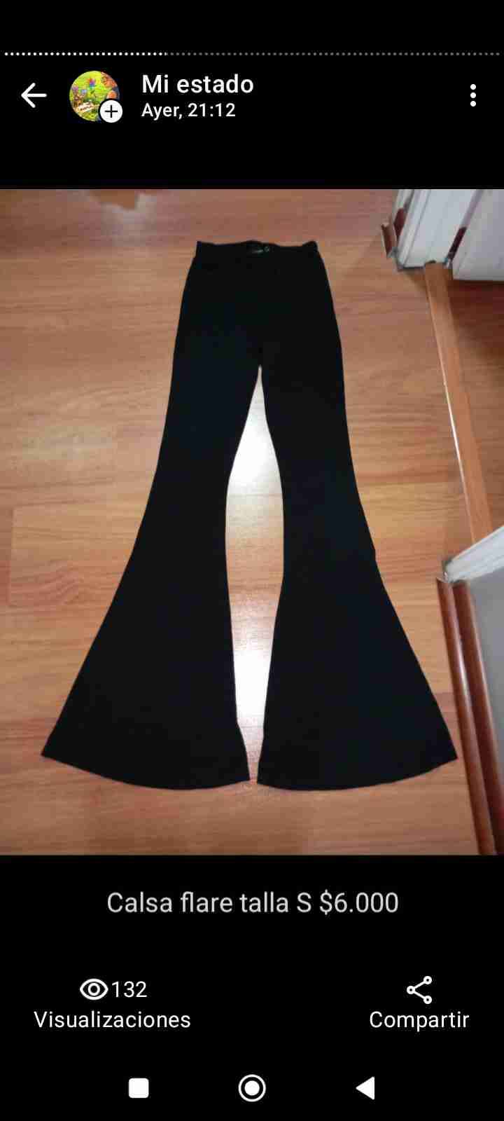 Pantalón flare negro talla S