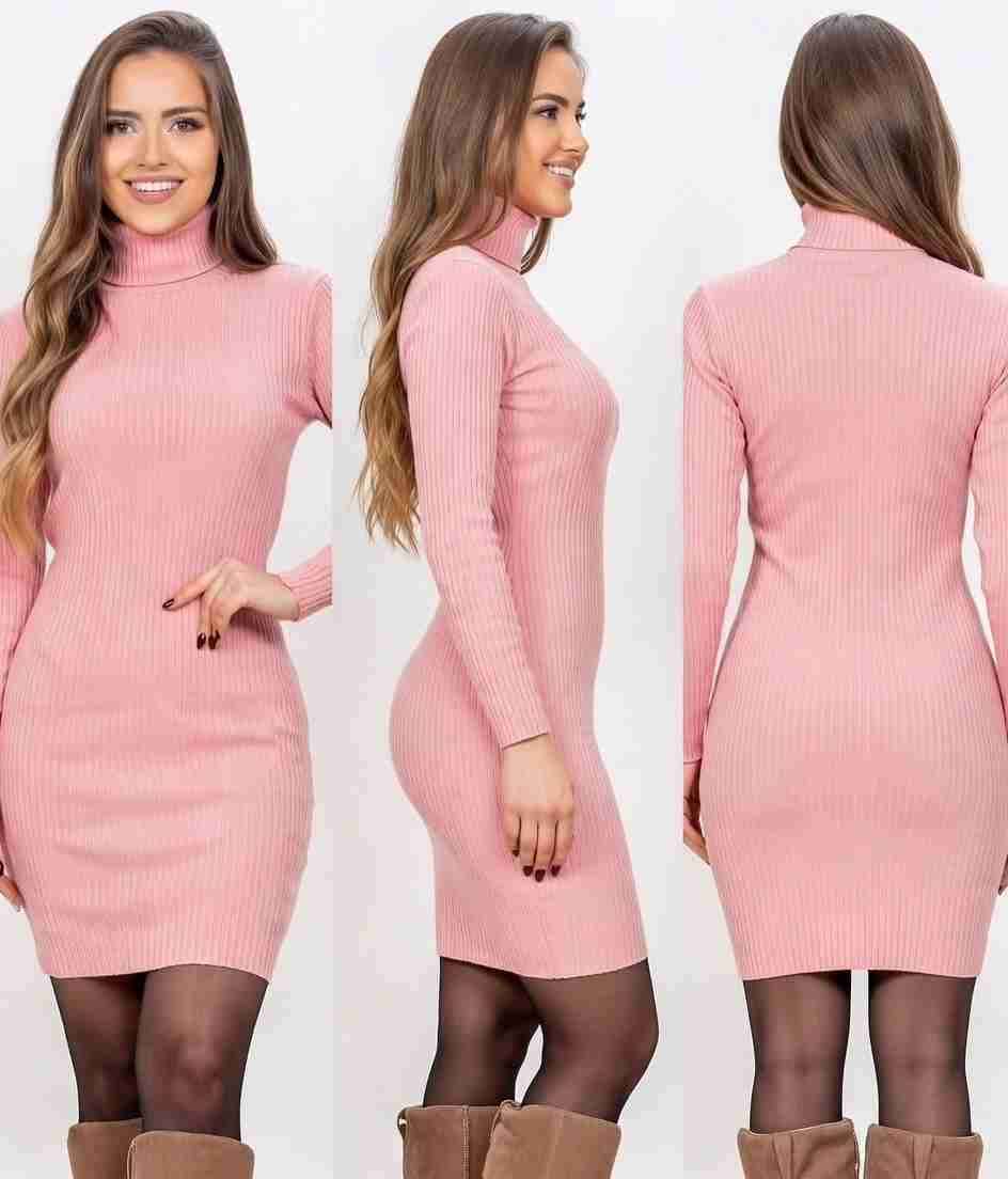 Vestido de punto rosa - miniatura 1