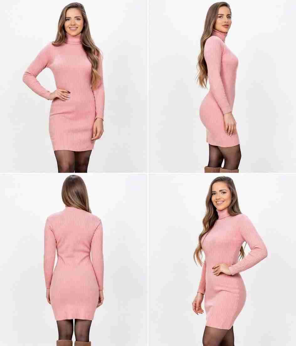 Vestido de punto rosa - miniatura 2