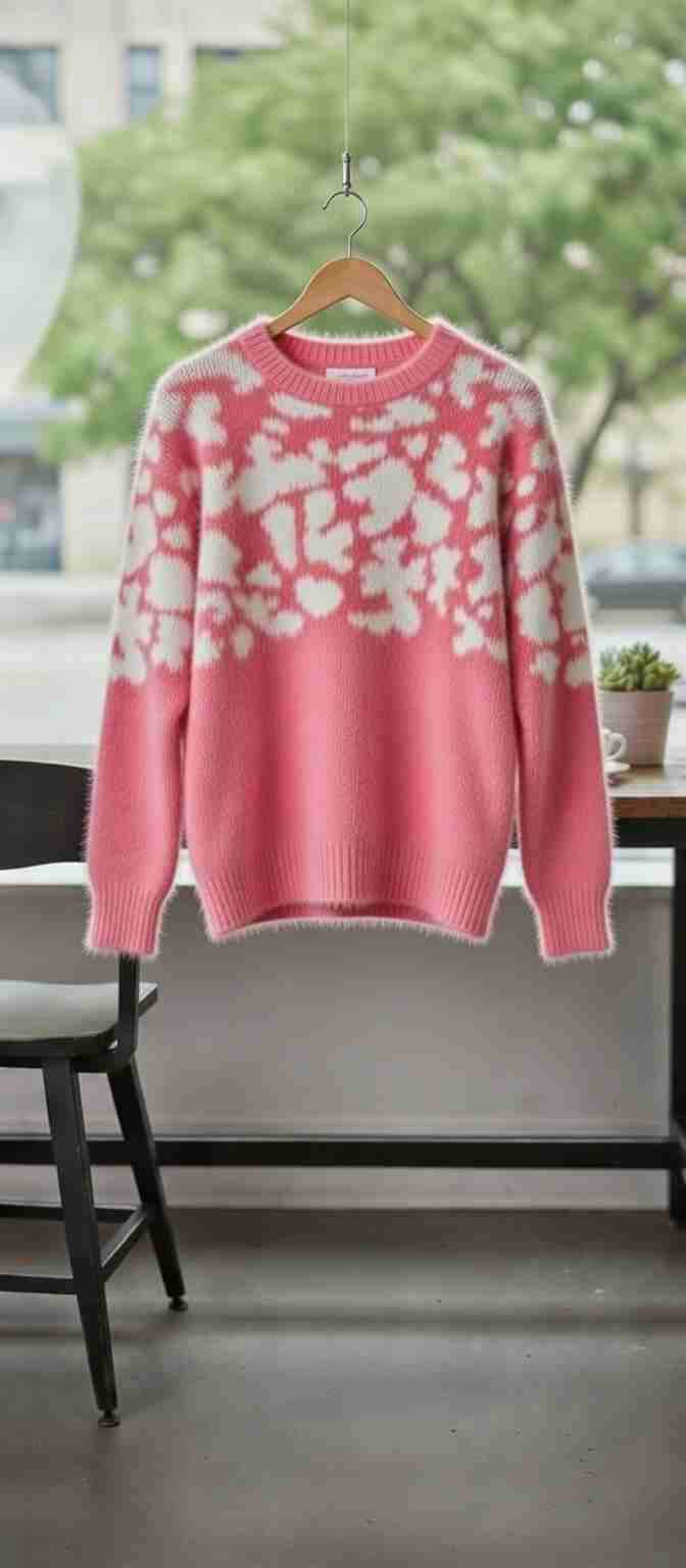 Sweater rosado con estampado floral - 2