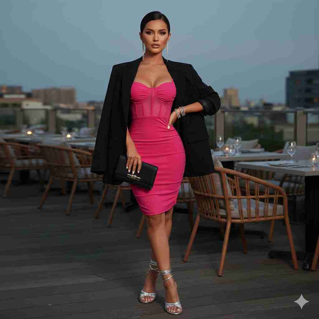 Vestido ajustado fucsia - miniatura 2