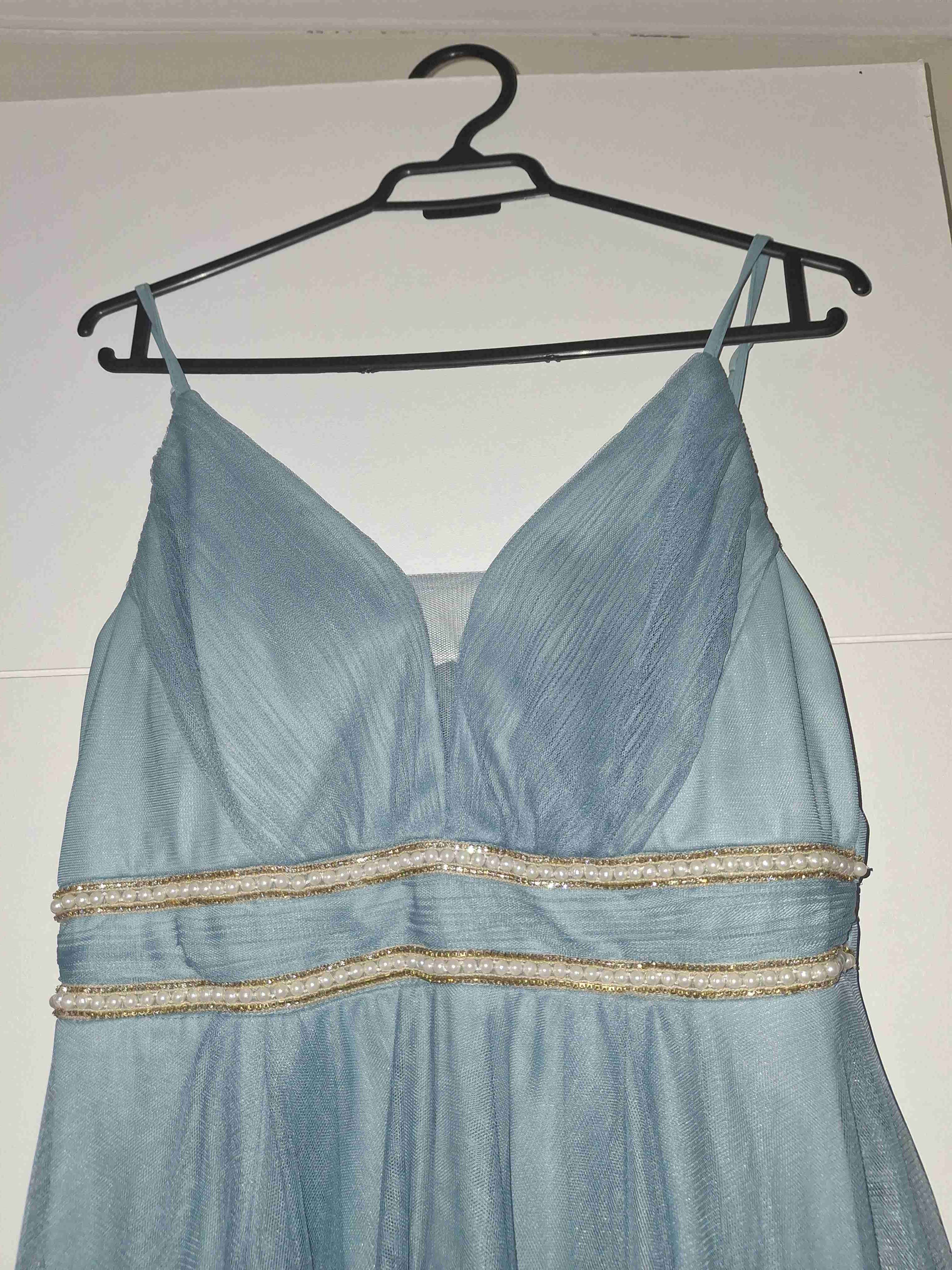 Vestido de fiesta asimétrico celeste-turquesa - miniatura 3