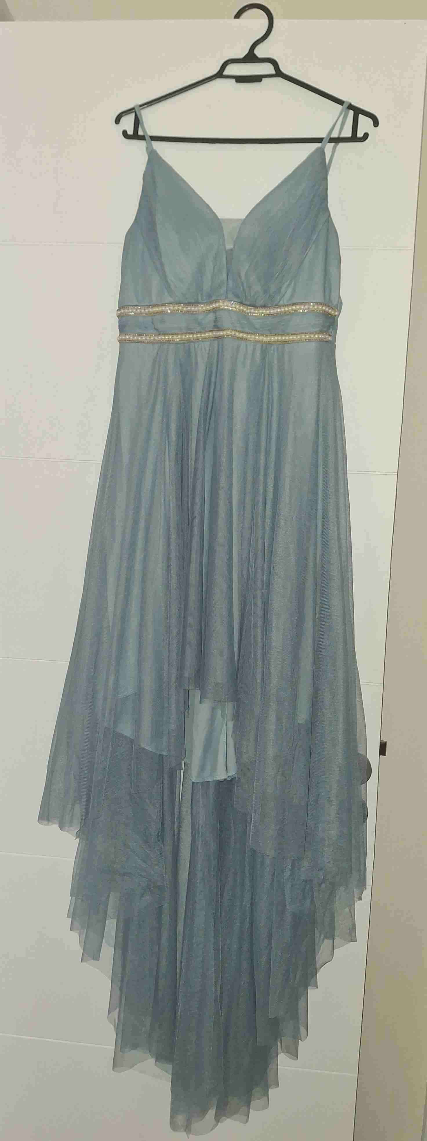 Vestido de fiesta asimétrico celeste-turquesa - miniatura 5