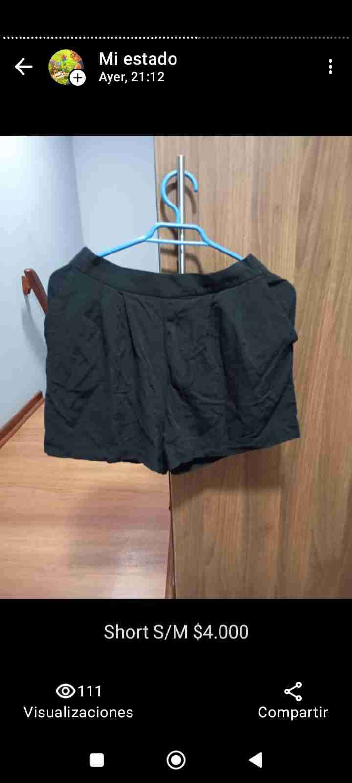 Short negro talla S/M