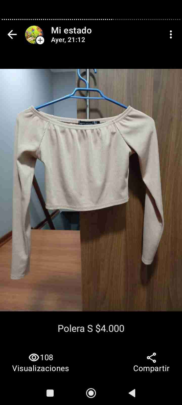 Polera beige manga larga S