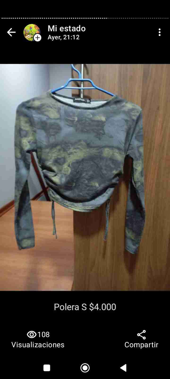 Polera camuflada de manga larga S