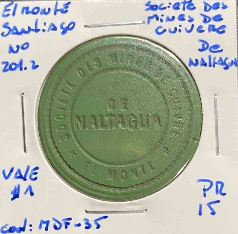 FICHA MINERA DE NALTAGUA-EL MONTE 1 PESO EBONITA - miniatura 3