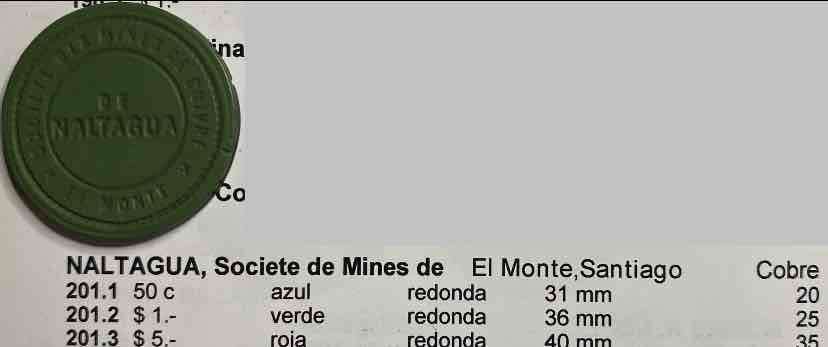 FICHA MINERA DE NALTAGUA-EL MONTE 1 PESO EBONITA - miniatura 4