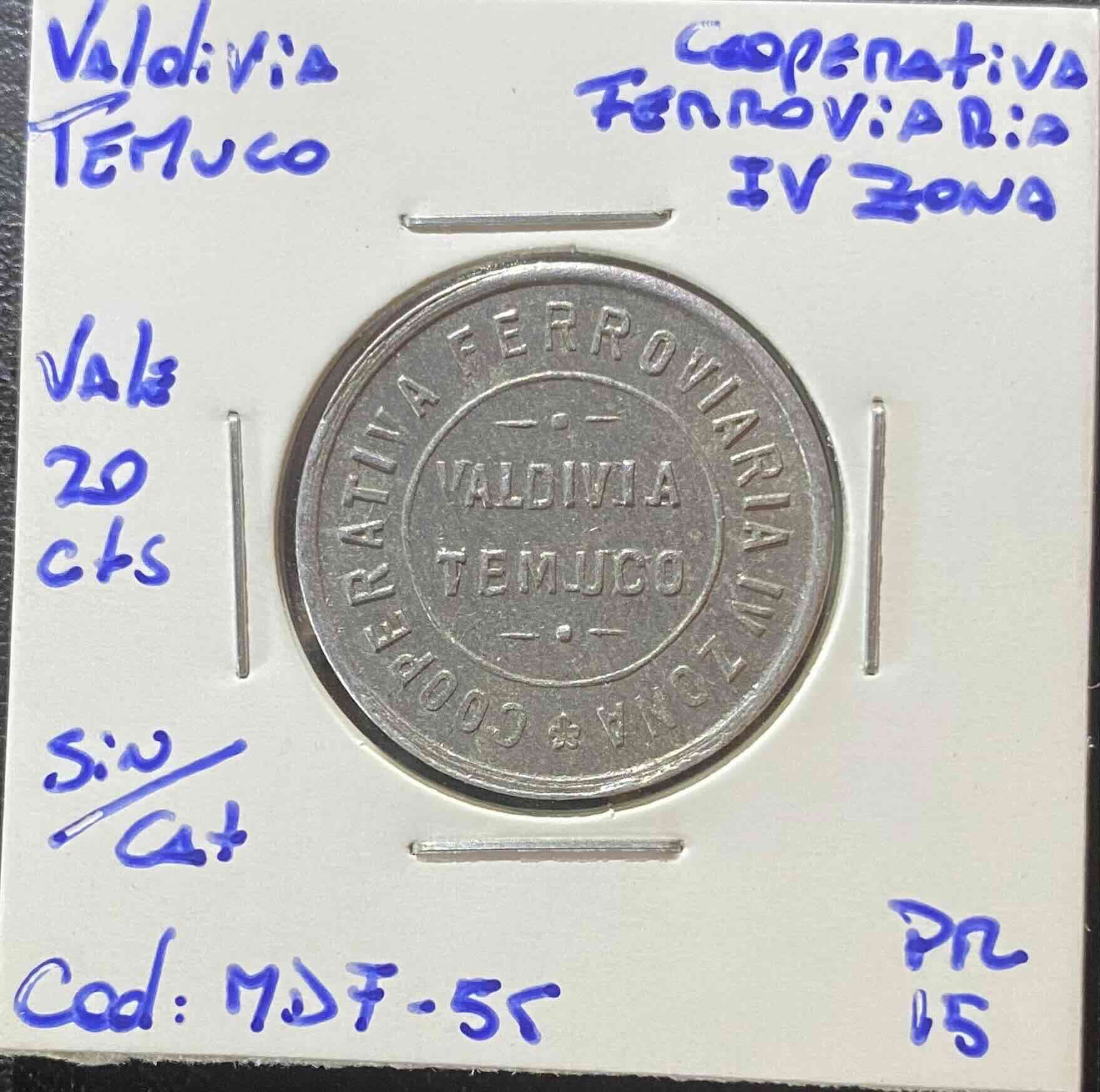 Ficha Cooperativa Ferroviaria Valdivia Temuco 20Ct - miniatura 3