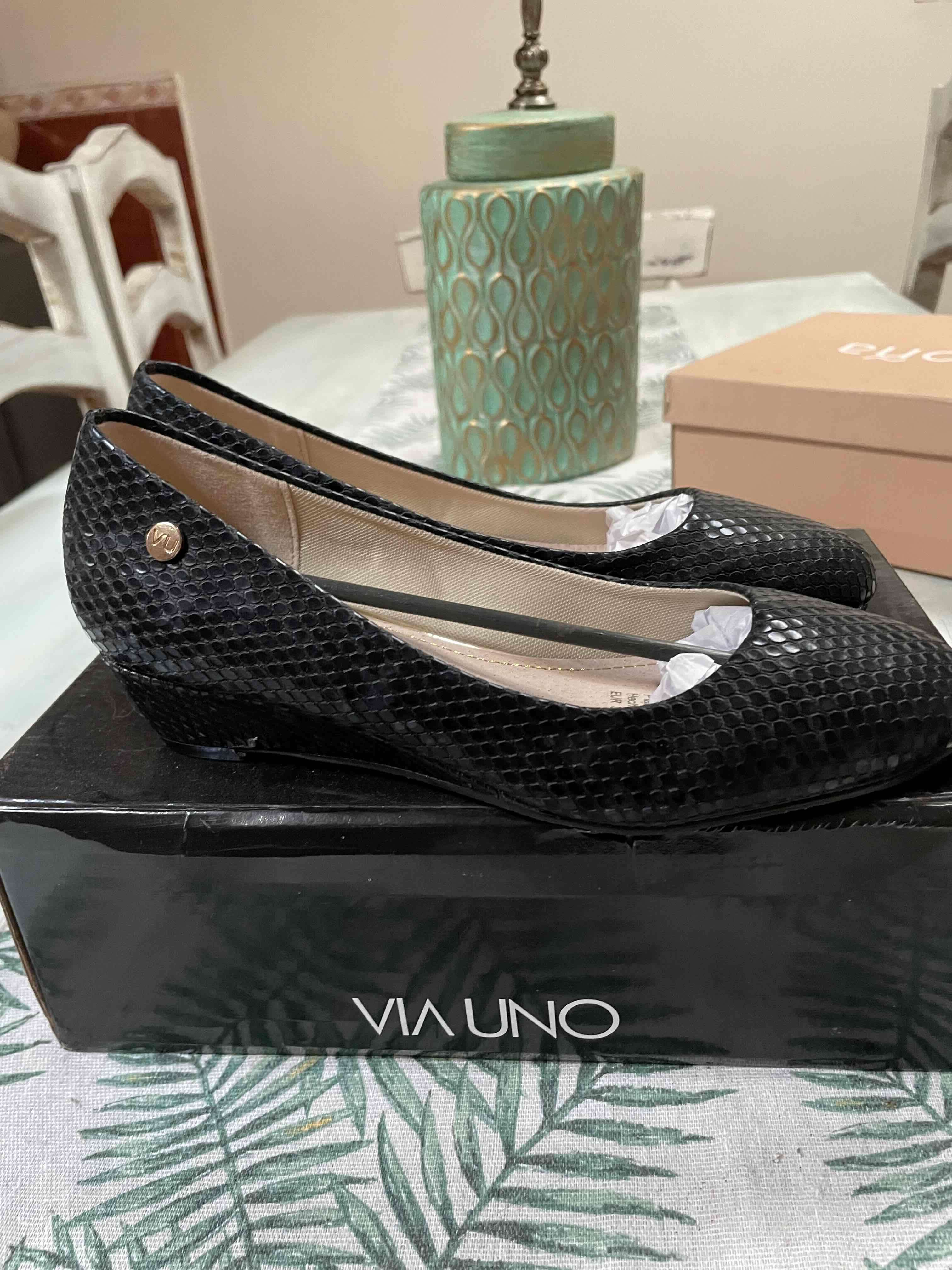 Zapatos planos negros Via Uno - miniatura 1