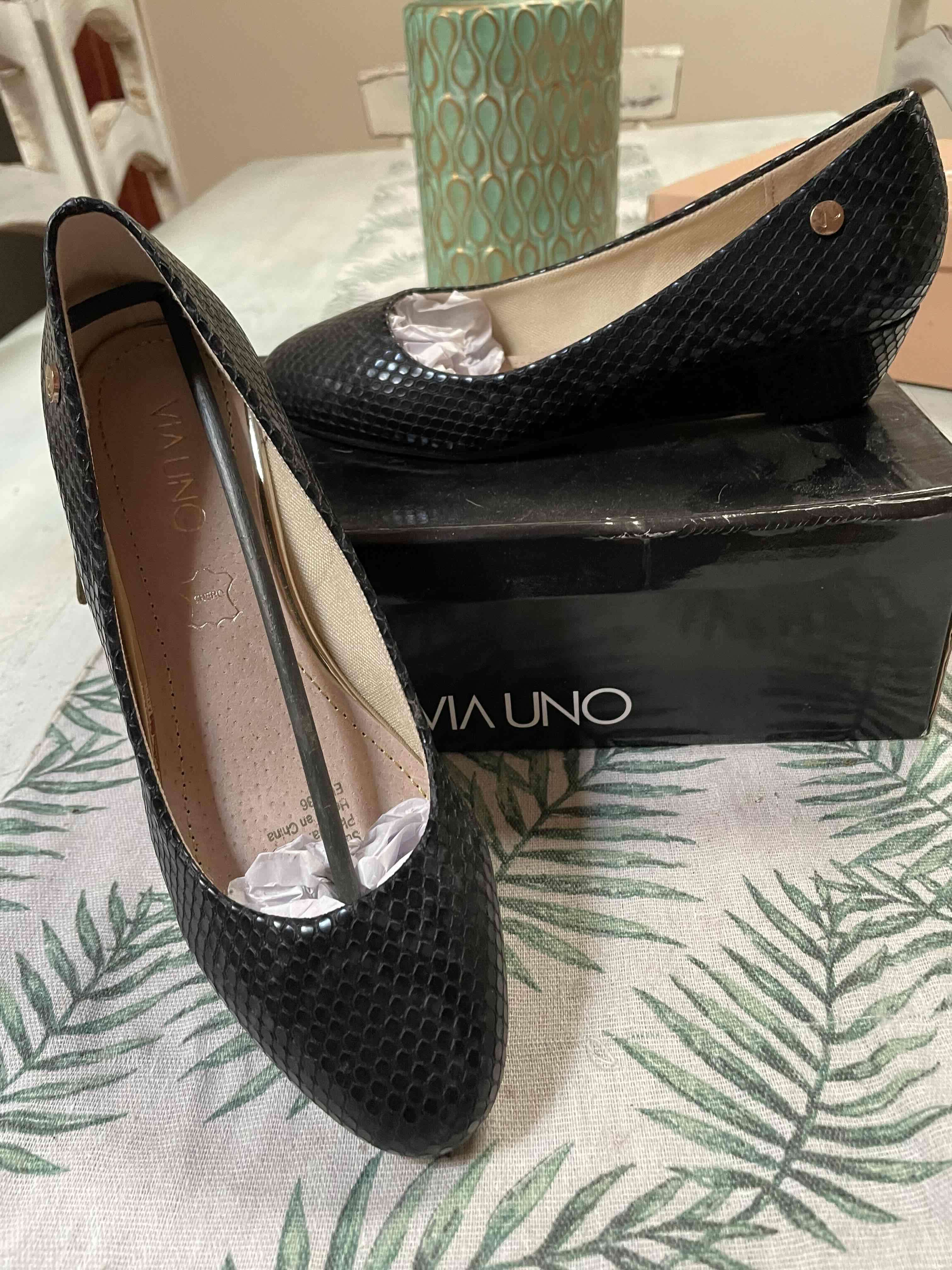 Zapatos planos negros Via Uno - miniatura 4