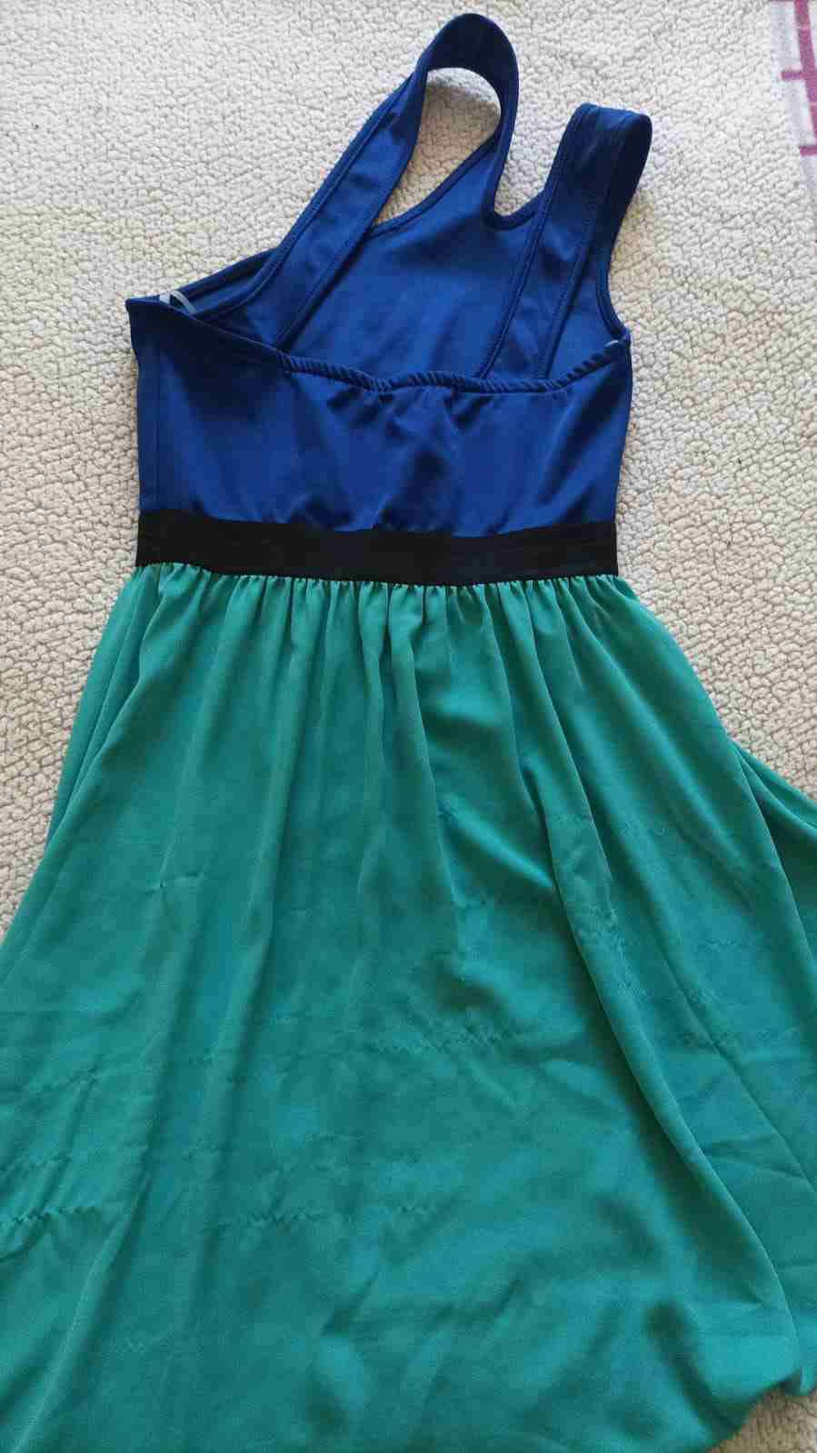 Vestido asimétrico azul y turquesa - miniatura 2