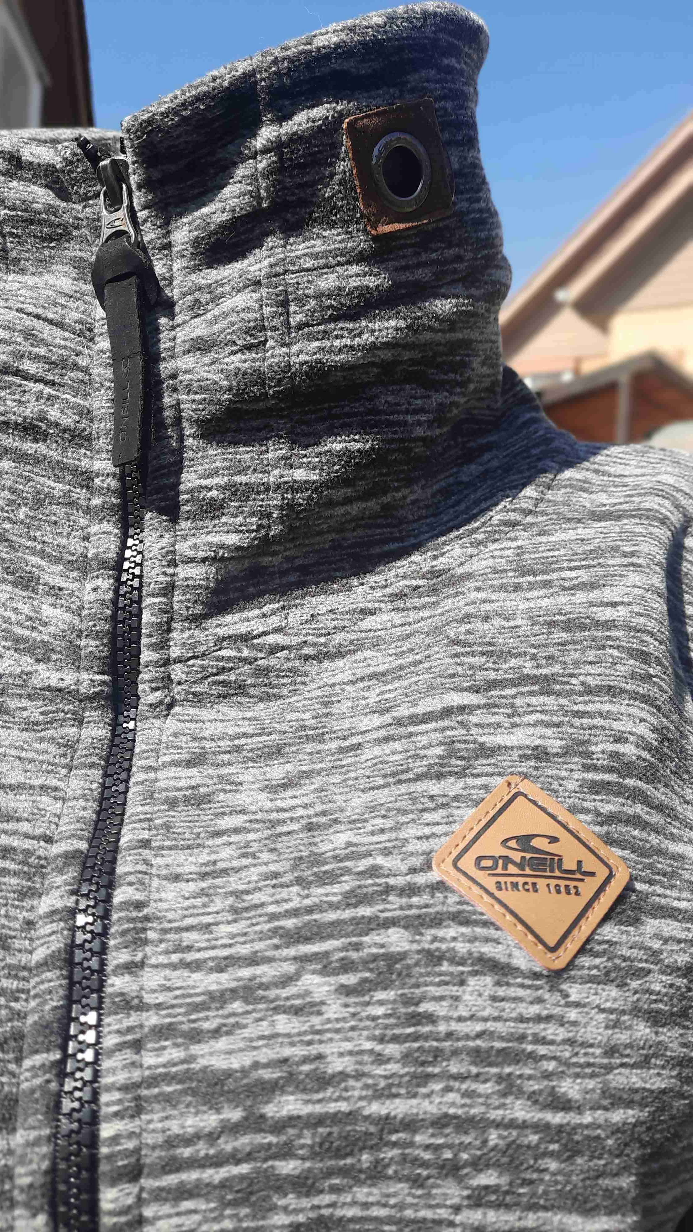 Poleron gris jaspeada con cierre - miniatura 3