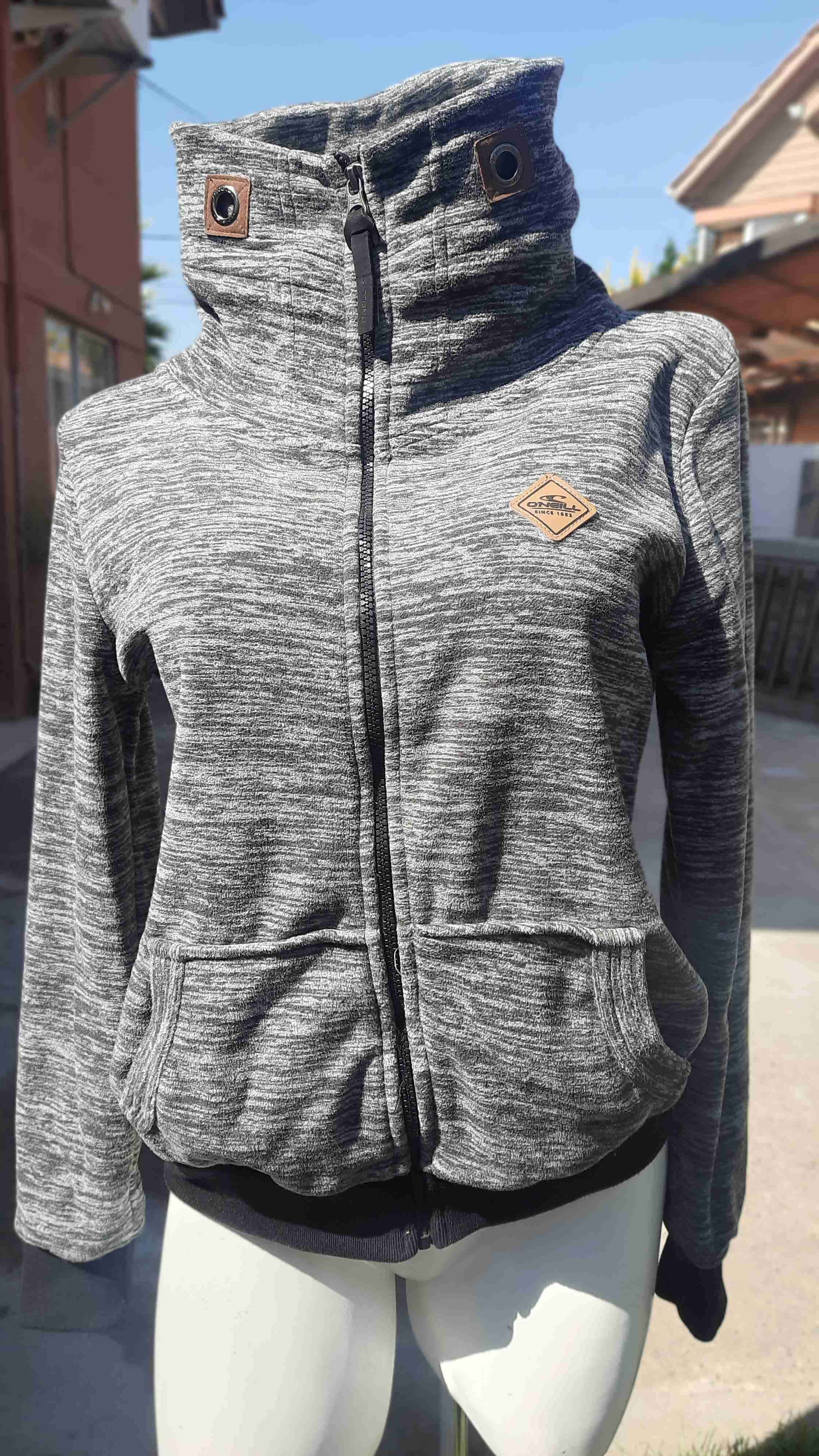 Poleron gris jaspeada con cierre - miniatura 4