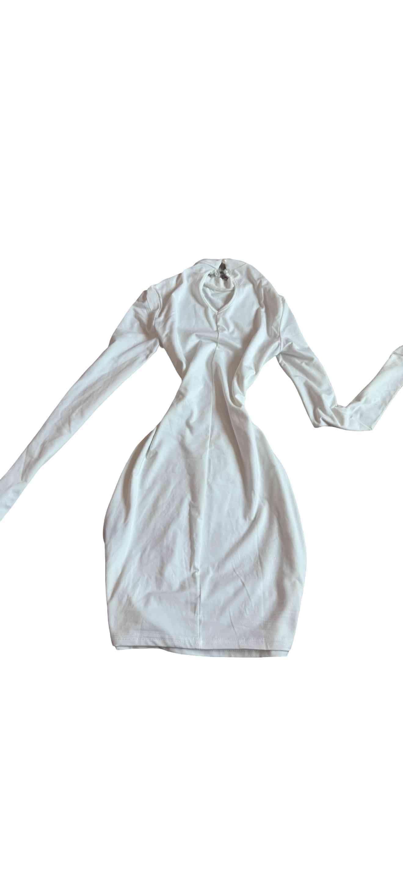 Vestido blanco ajustado manga larga - miniatura 2
