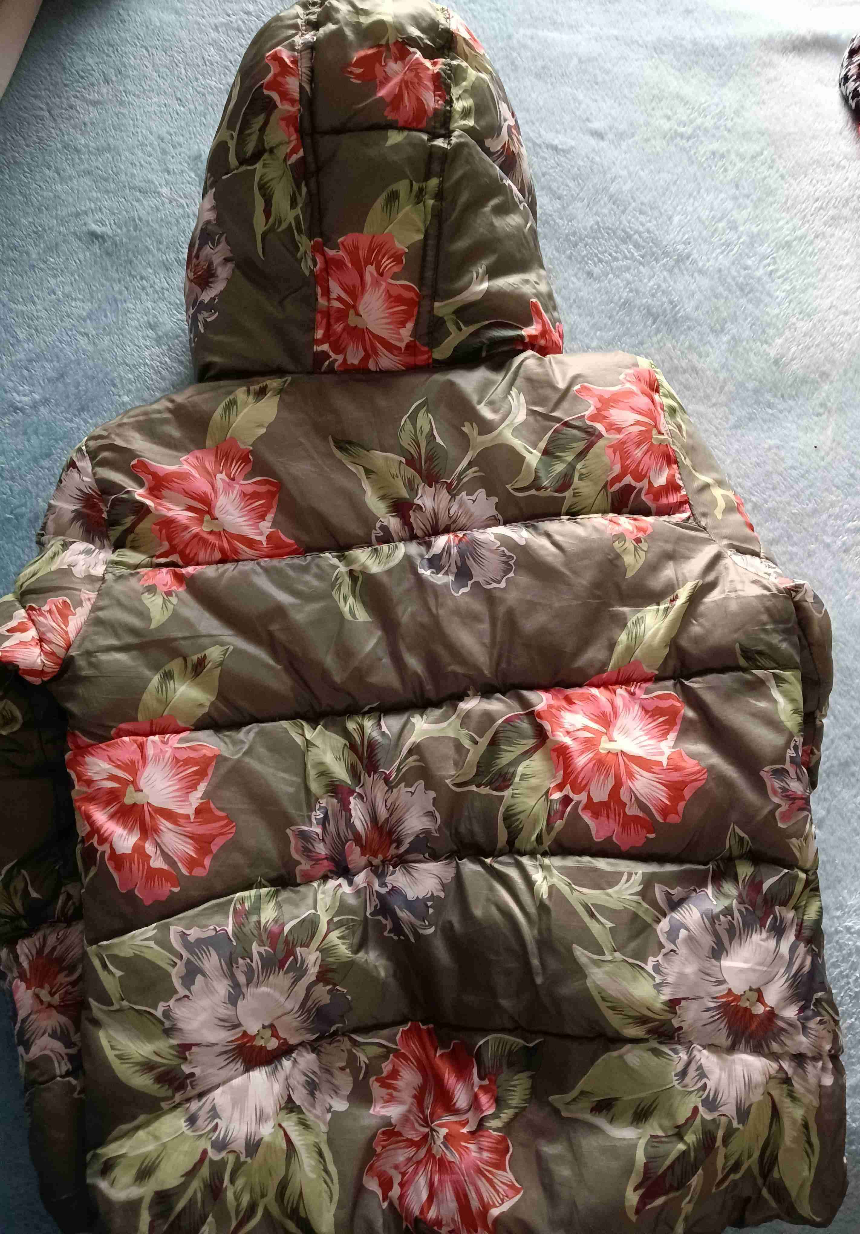 Parka floral acolchada con capucha, talla 10 - miniatura 2