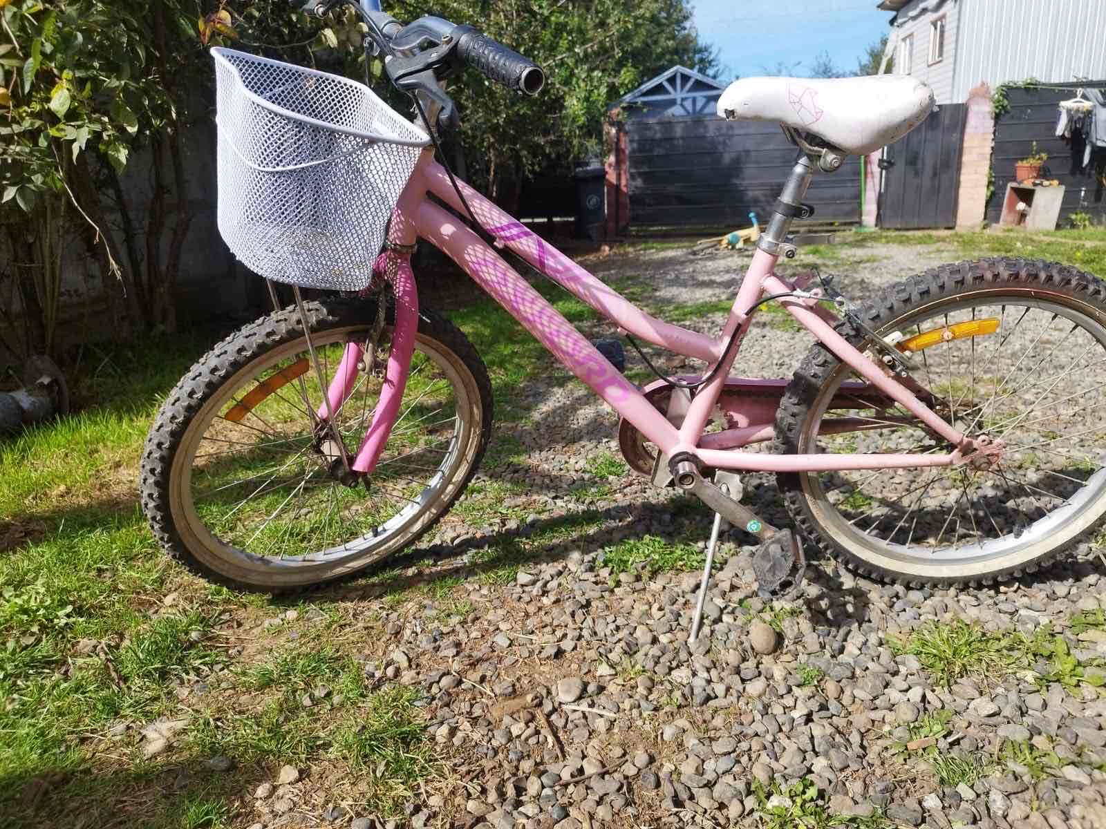 Bicicleta infantil rosa con cesta - miniatura 1