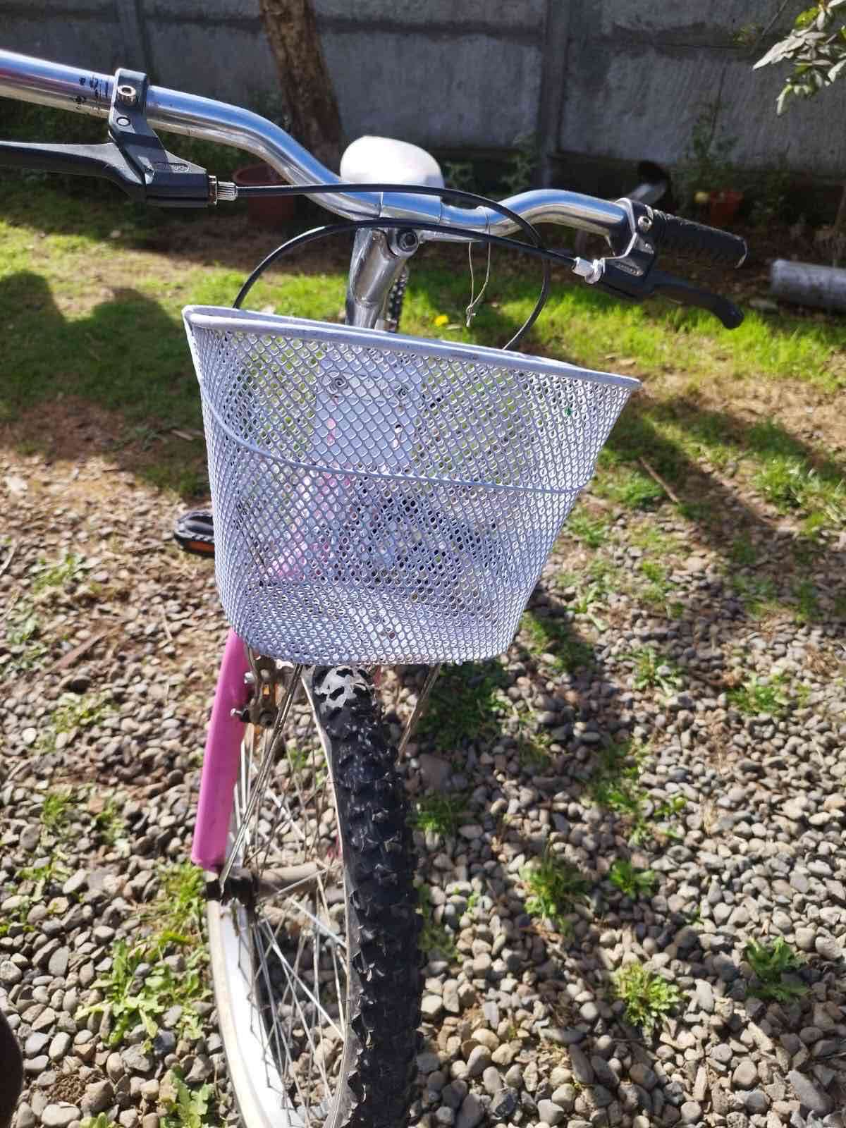Bicicleta infantil rosa con cesta - miniatura 3