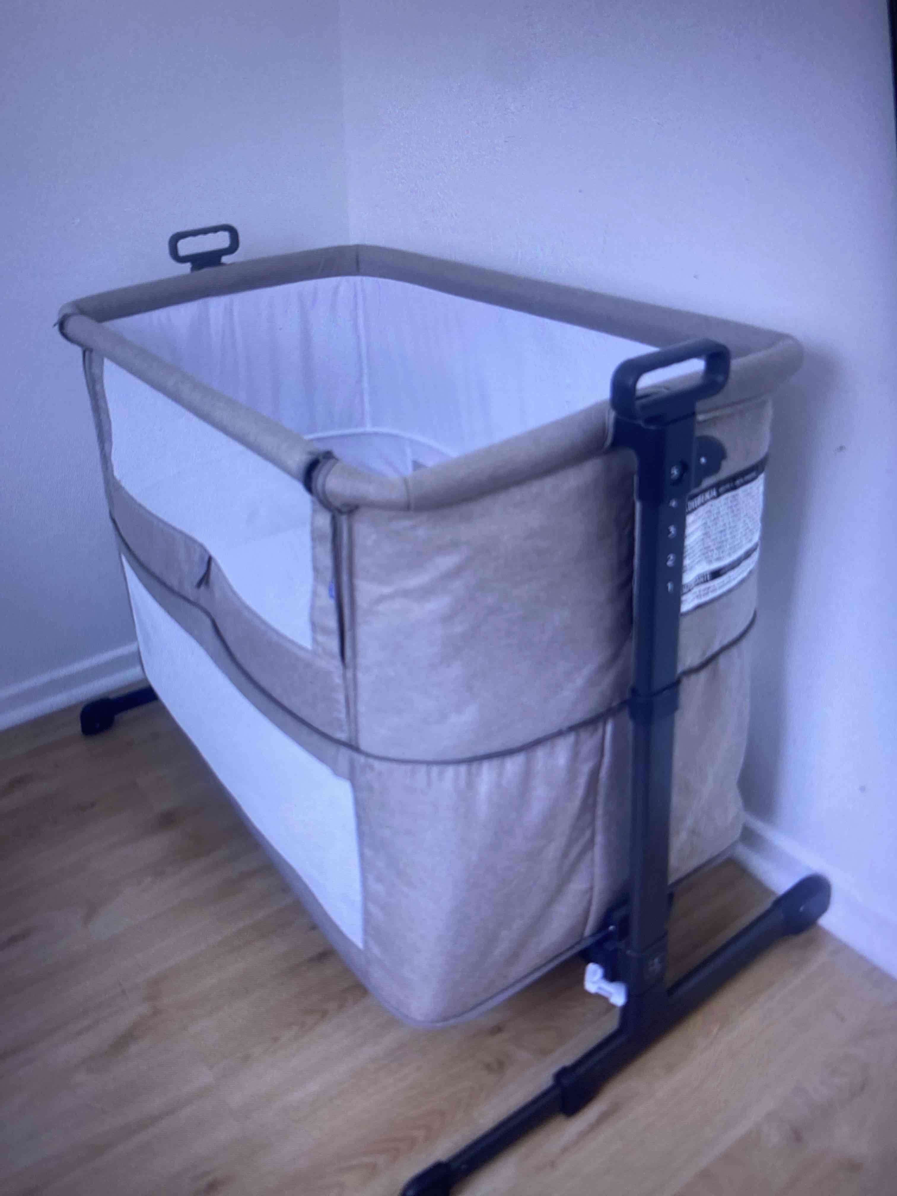 Cuna colecho beige ajustable y colchón de regalo - miniatura 4