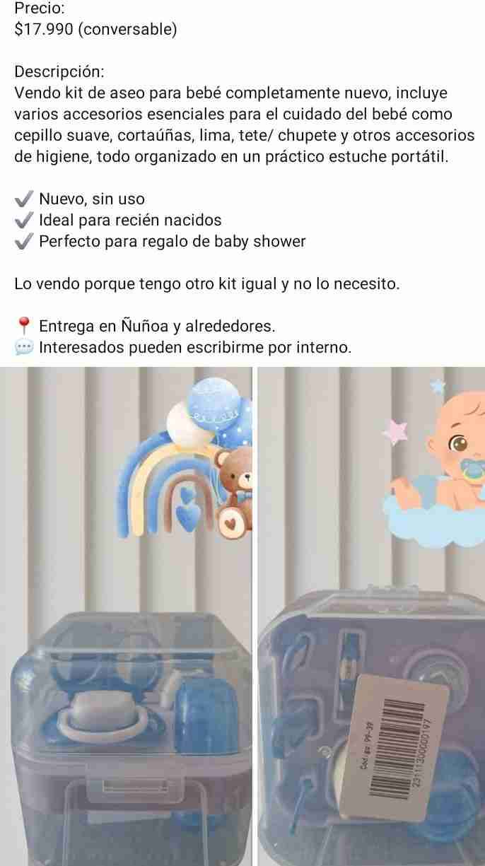 Kit de Aseo para Bebé Nuevo con Estuche (azúl) - miniatura 1