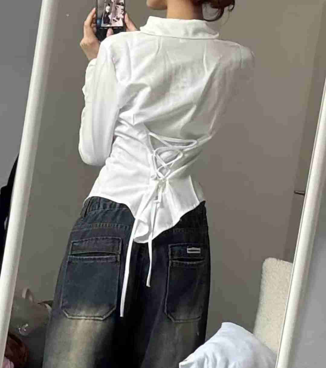 Blusa blanca de manga larga - miniatura 2