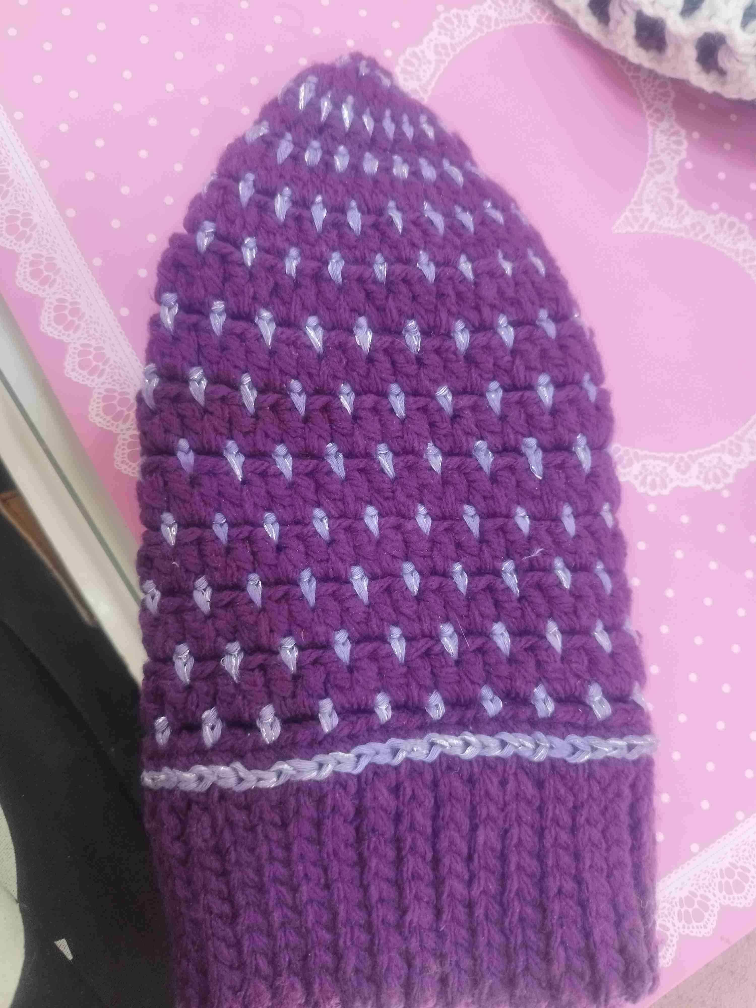Gorro de lana morado tejido - miniatura 5
