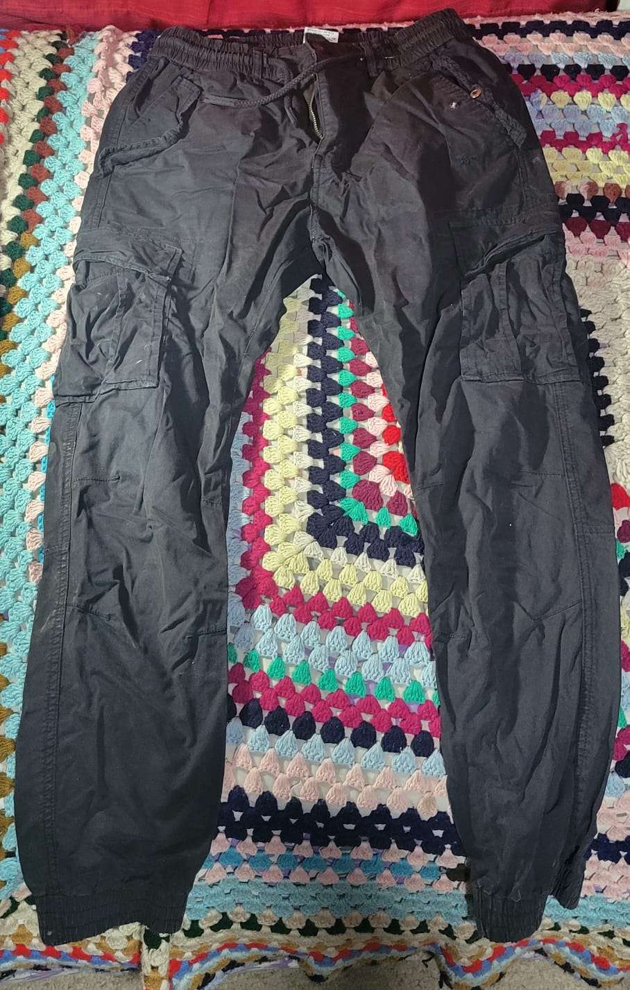 Pantalón cargo negro unisex - miniatura 1