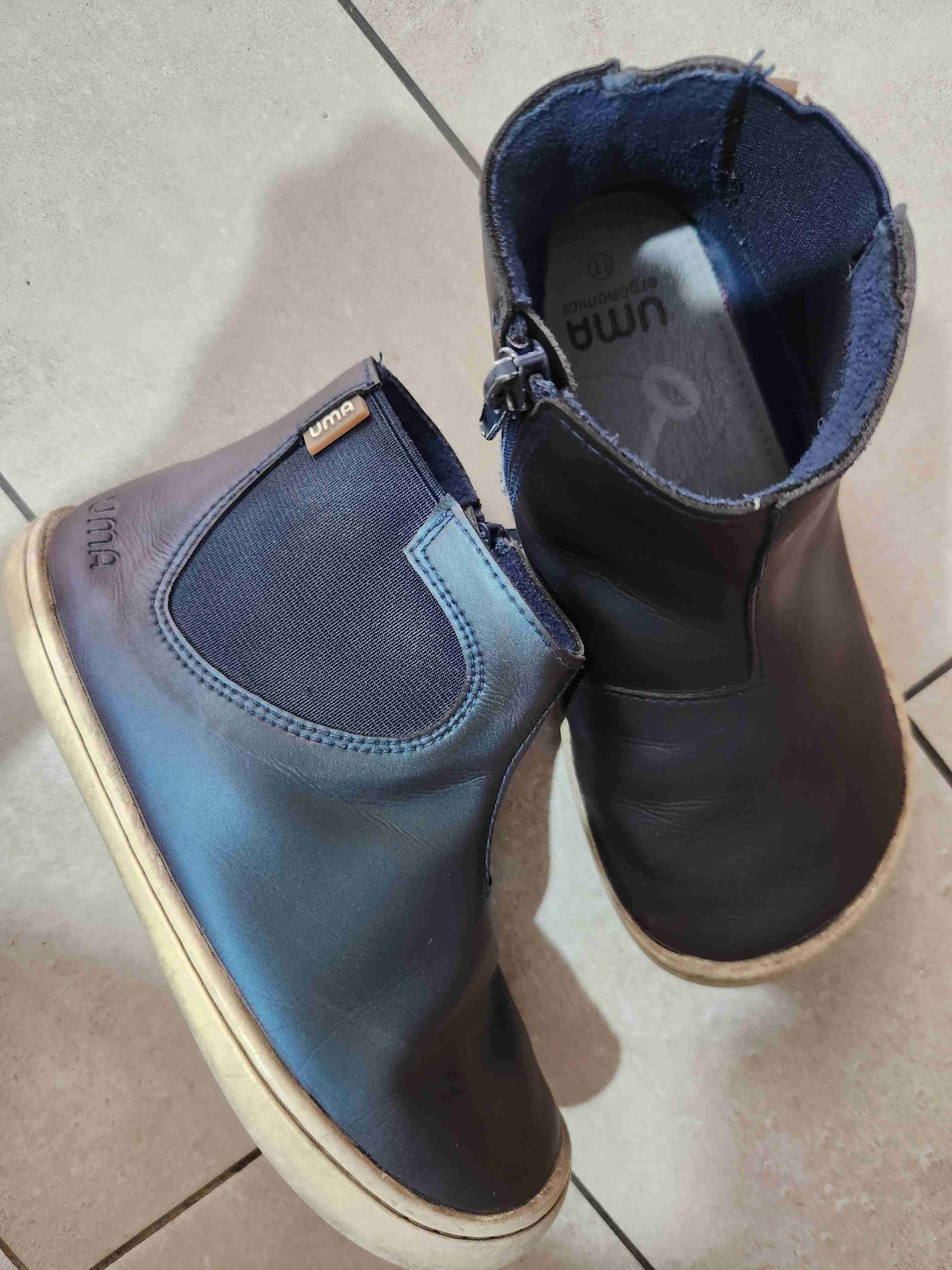 Botines cuero azul con cierres - miniatura 1