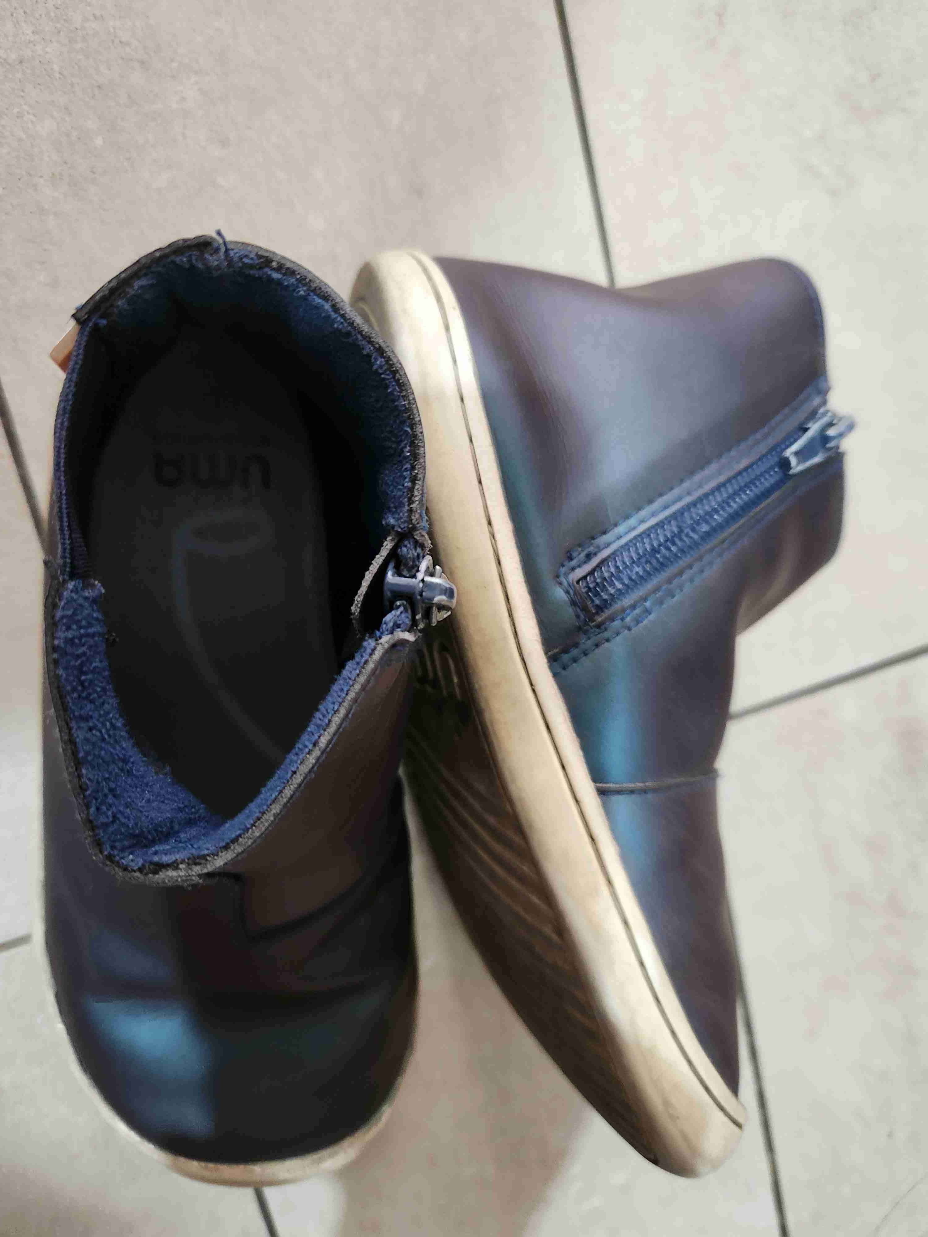 Botines cuero azul con cierres - miniatura 2