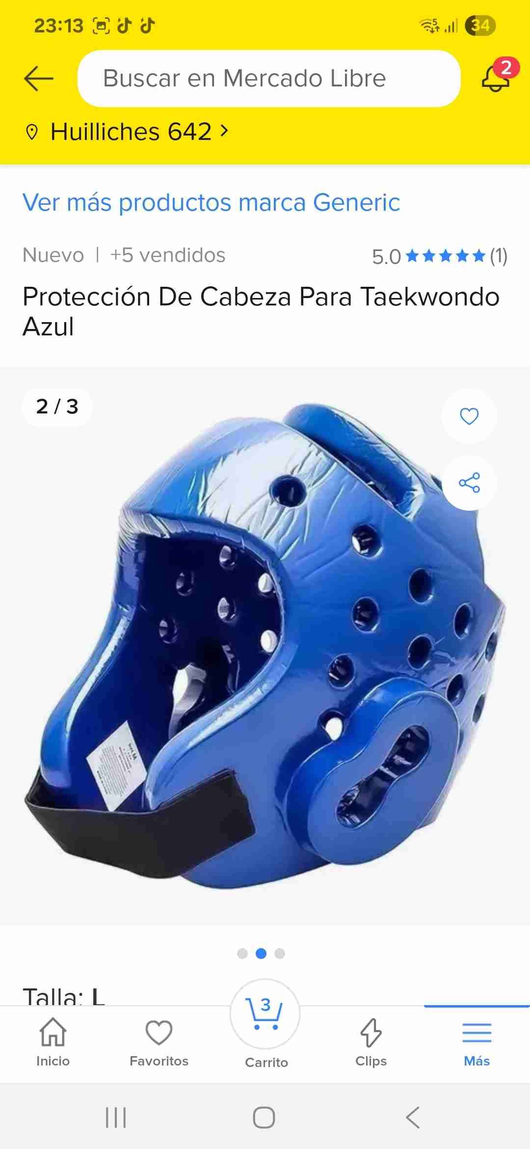 Casco de taekwondo azul - miniatura 1