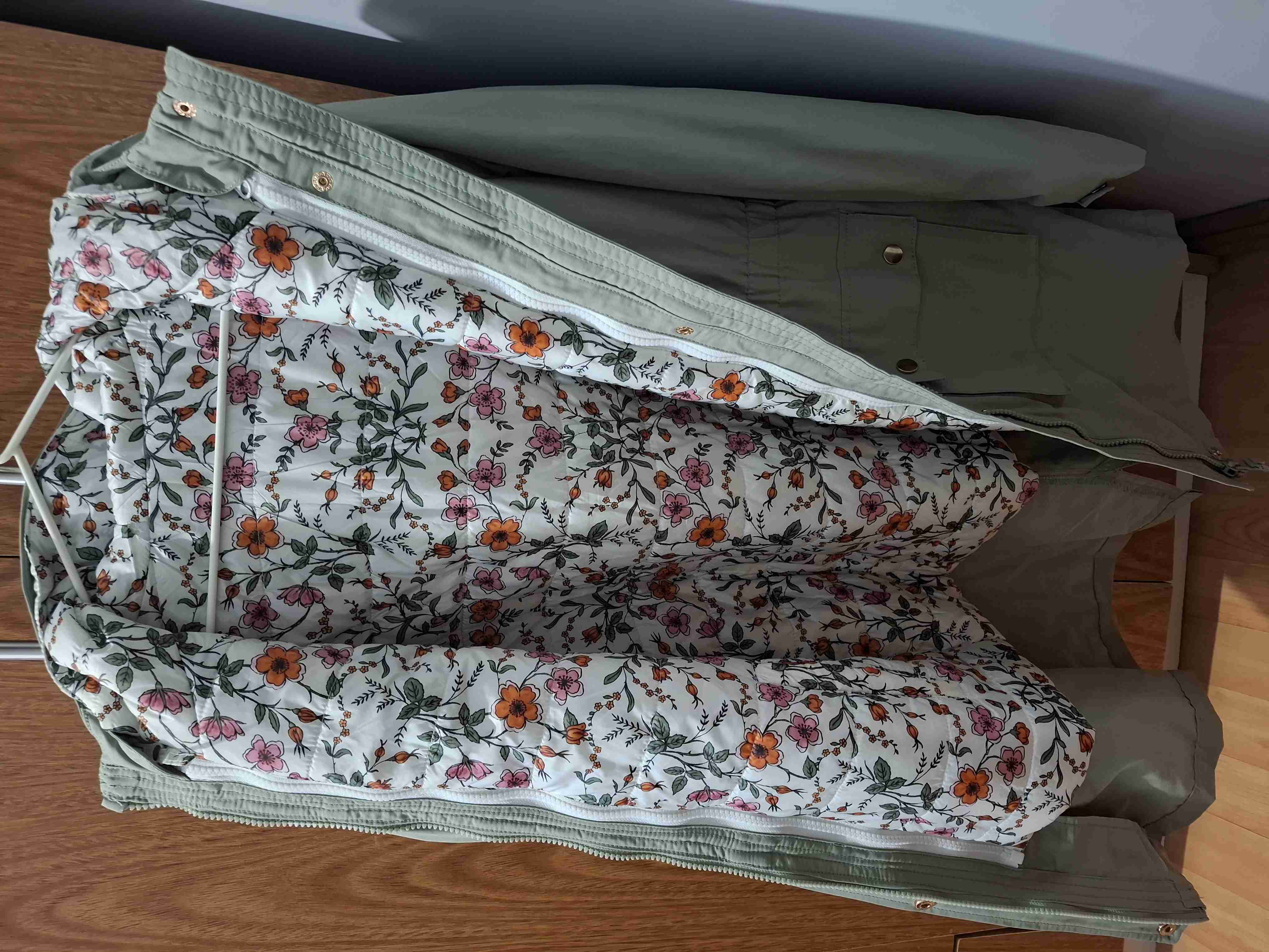 Parka verde con forro floral - miniatura 1