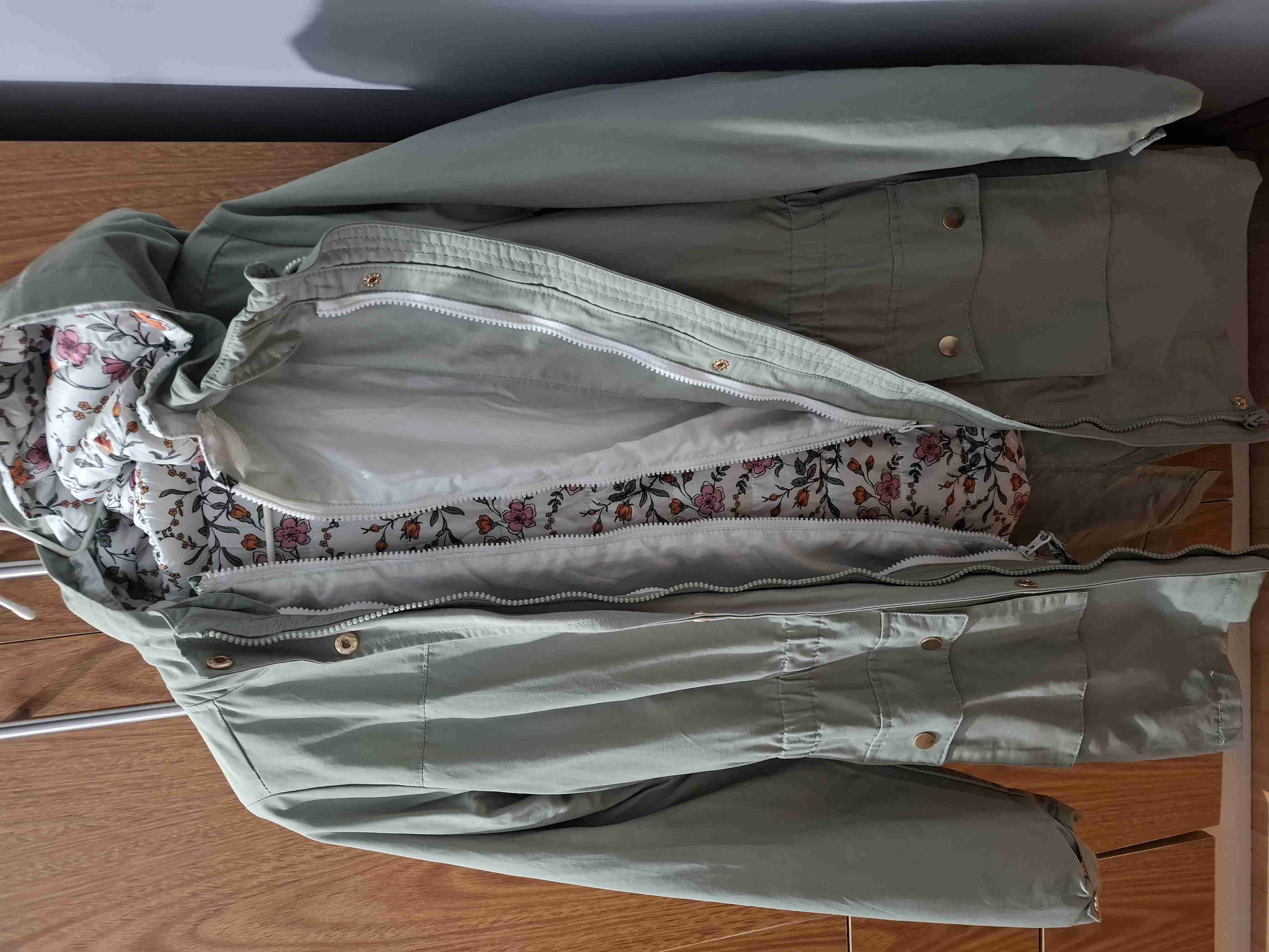 Parka verde con forro floral - miniatura 2