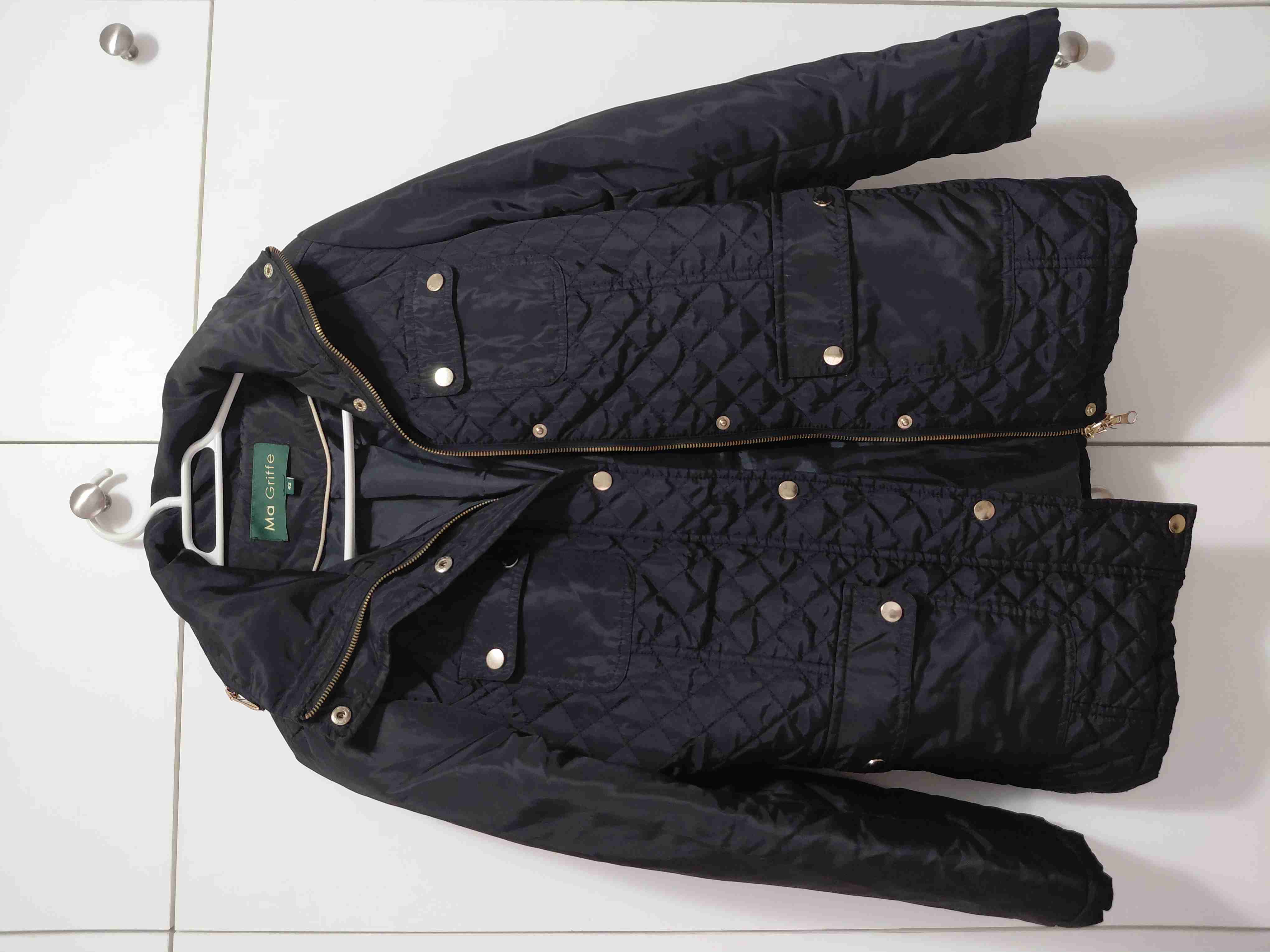 Parka Negra con gorro secreto Ma Griffe Talla 42! - miniatura 2