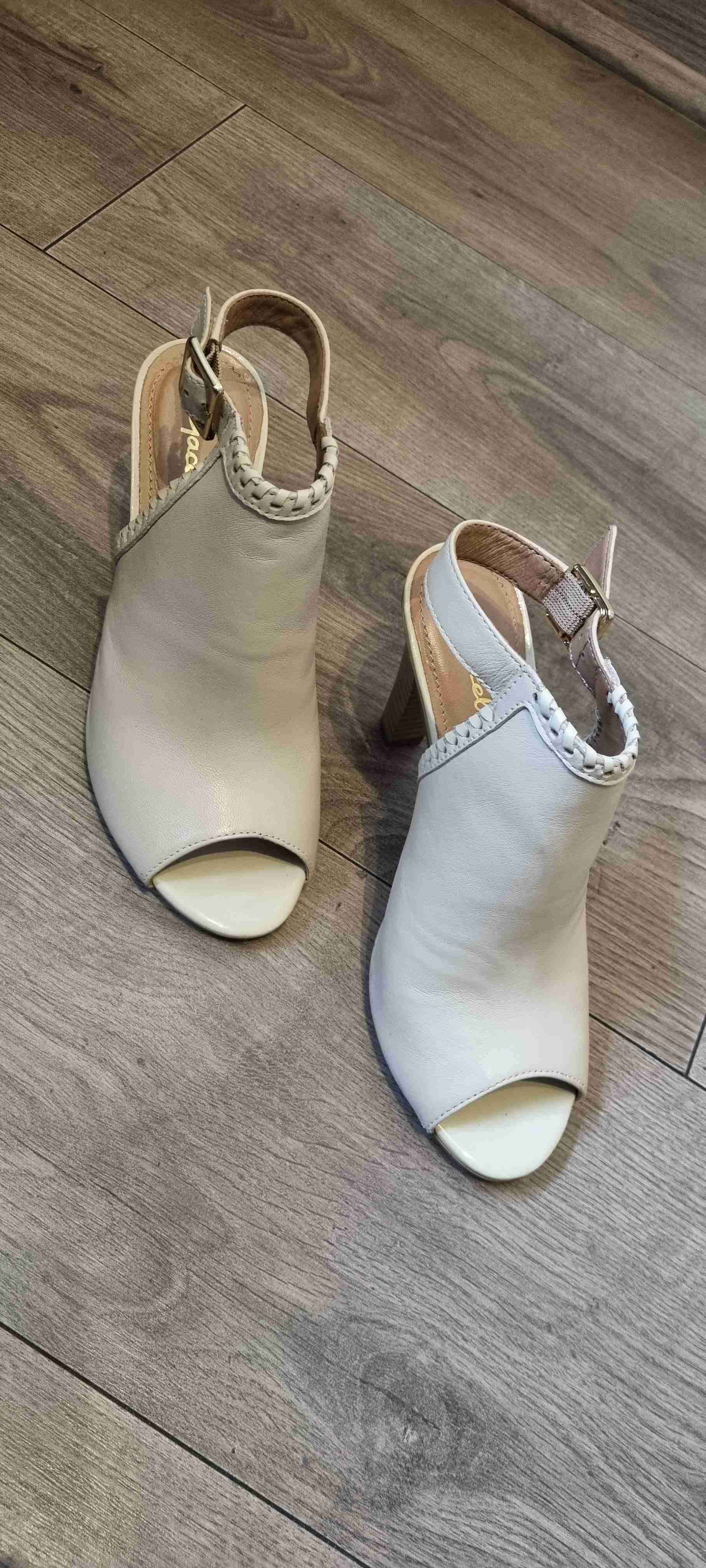 Botines abiertos beige con taco - miniatura 3