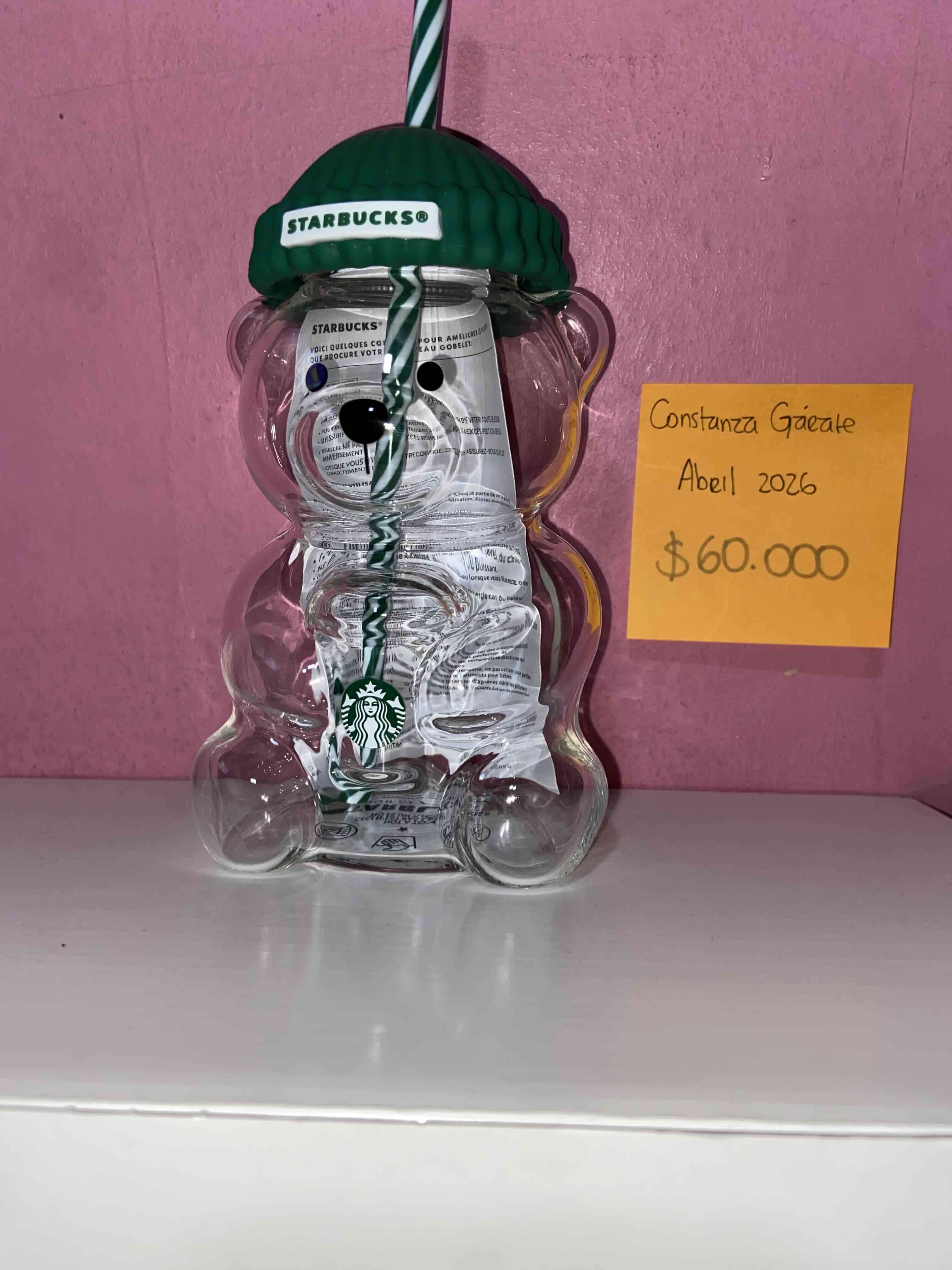 Botella Starbucks osito transparente
