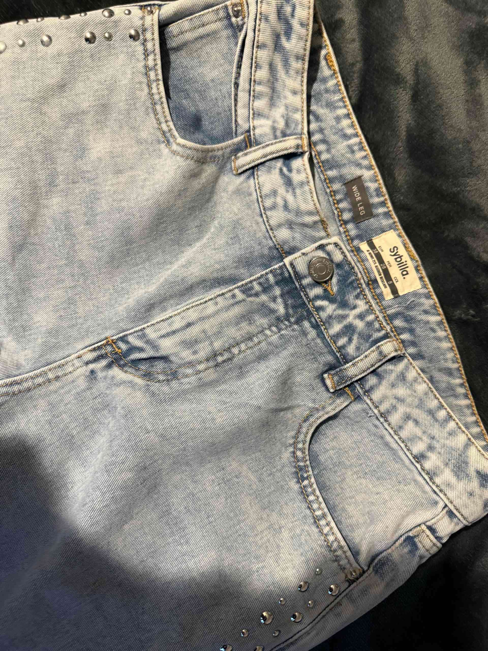 Jeans Wide Leg Sybilla con tachas - miniatura 2