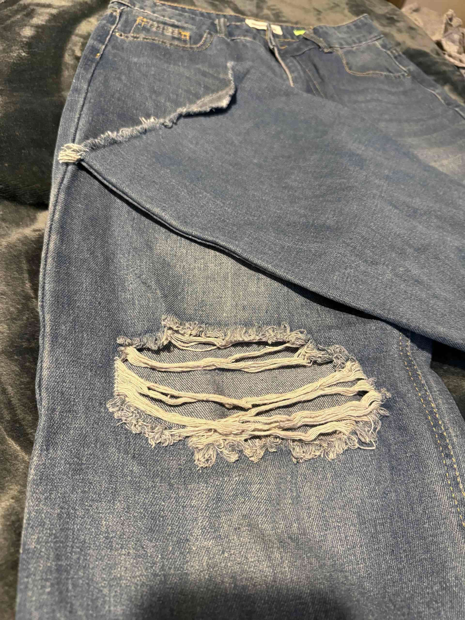 Jeans azules destroyed wide lef - miniatura 2