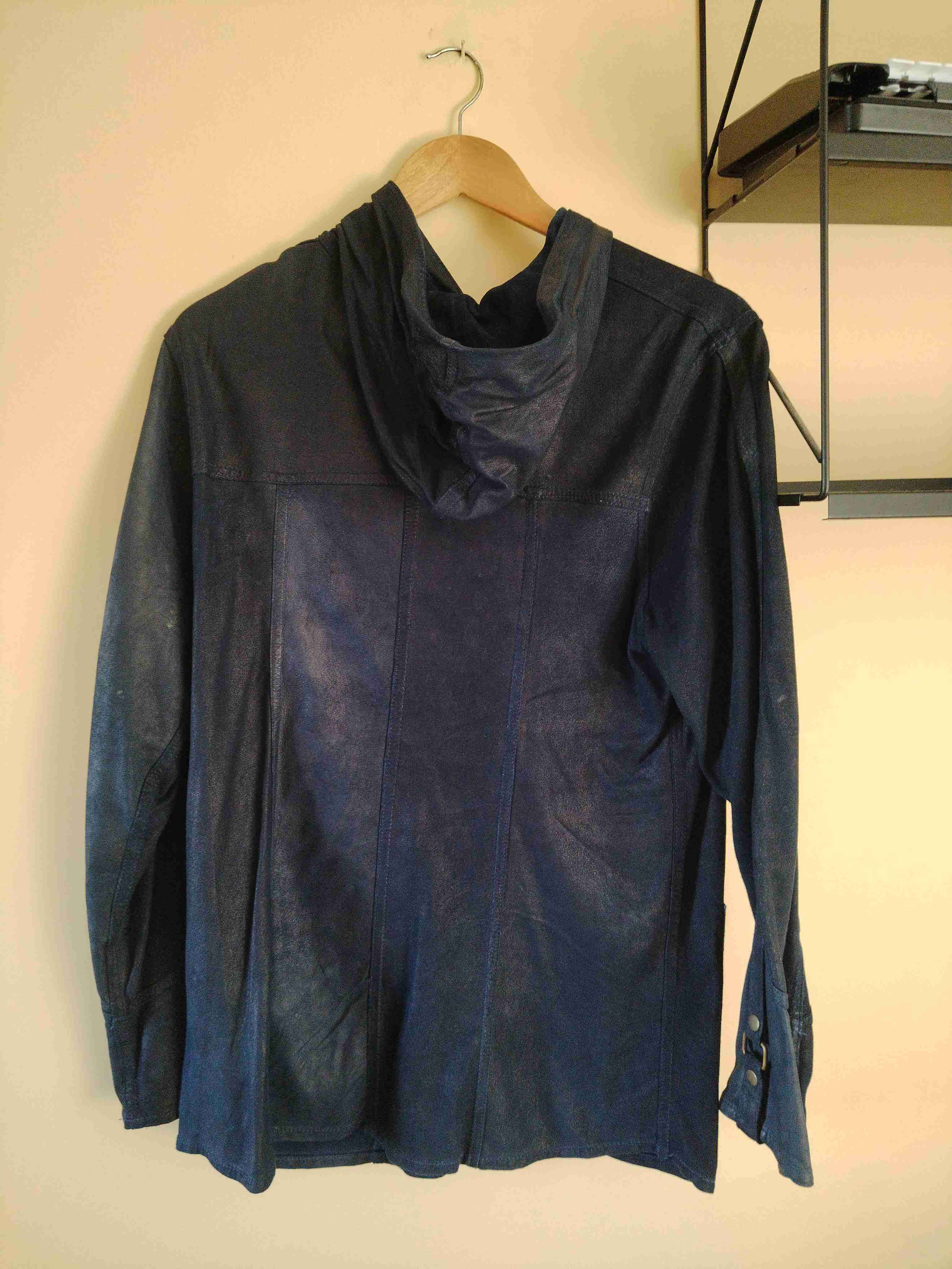 Chaqueta de cuero azul oscuro - miniatura 2