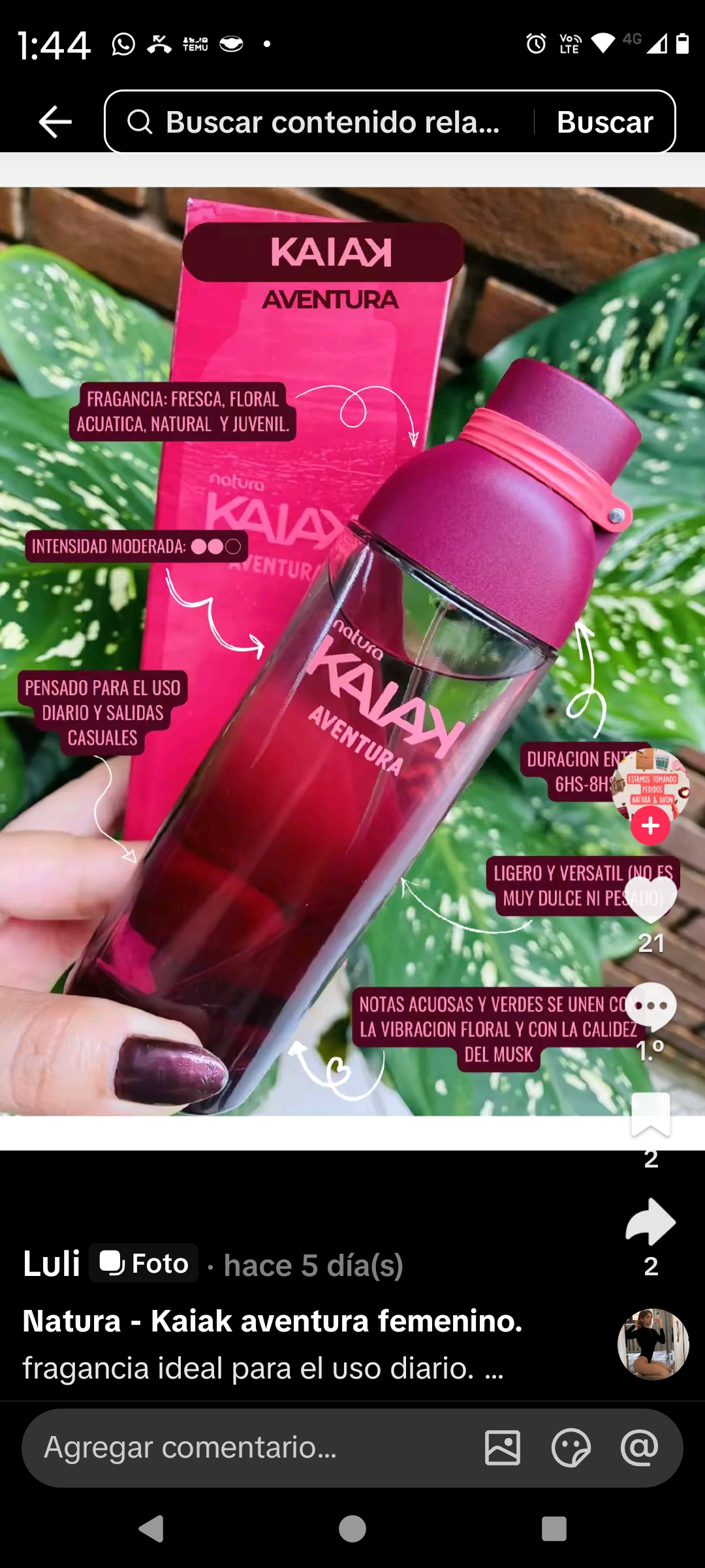 Perfume Natura Kaiak Aventura 100 ml - miniatura 2