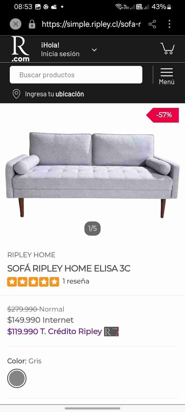 Sofá gris moderno - miniatura 3