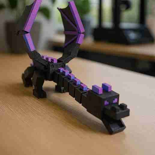Figura 3D Ender Dragon Minecraft Articulable - miniatura 3